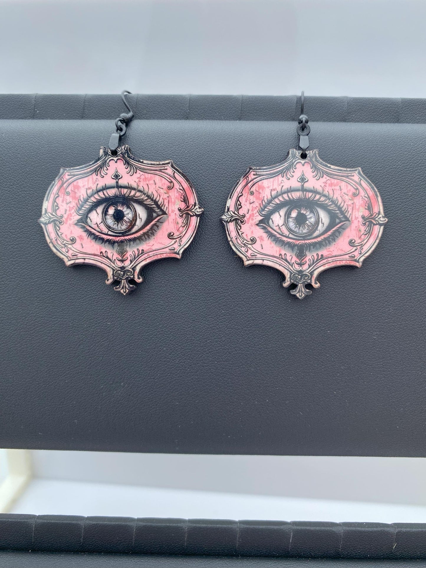 All-Seeing Eye Earrings – Sublimated Laser Cut Wood | Gothic Jewelry for the Mystical & Macabre