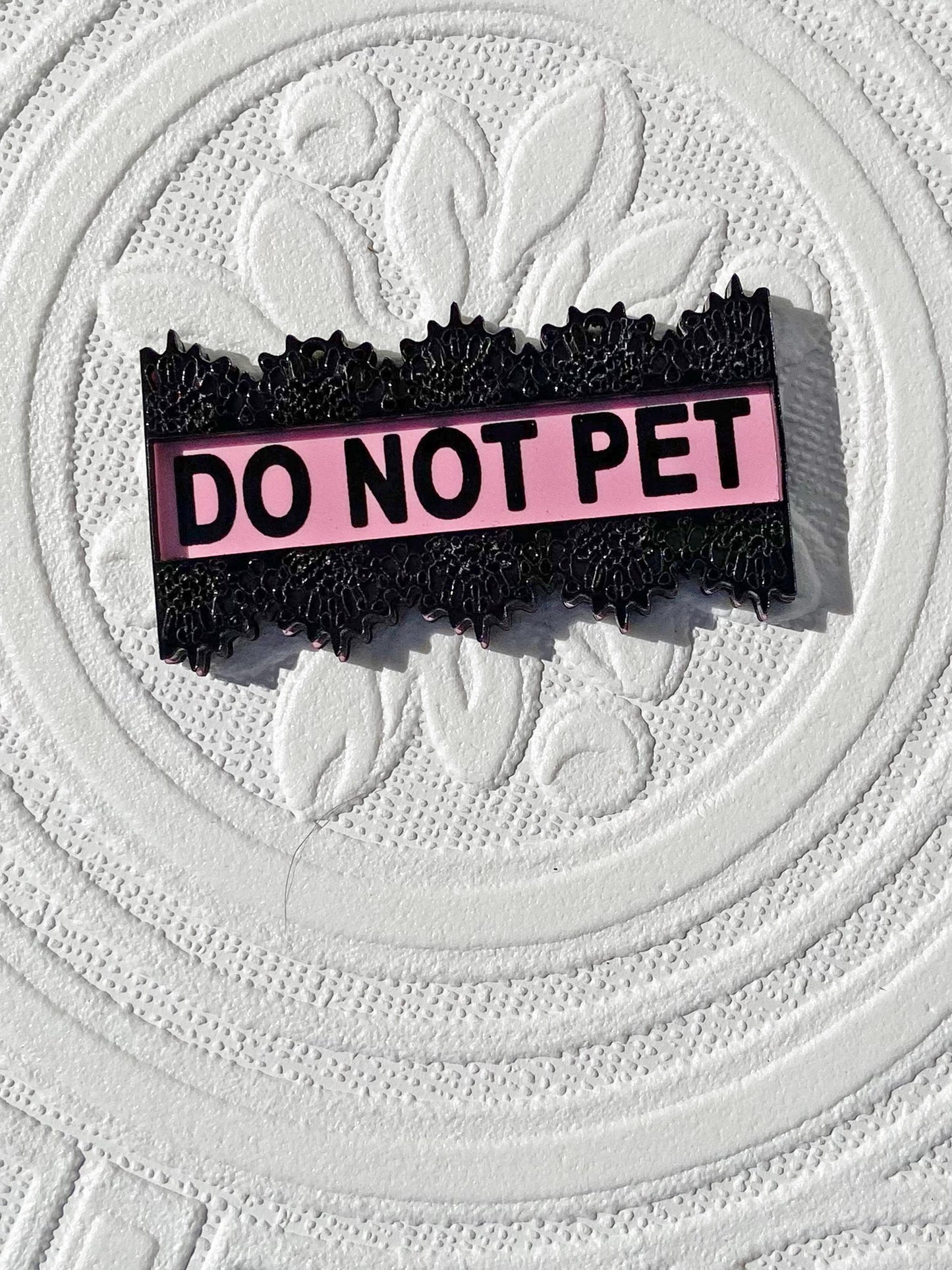 Dramatic Signage Necklace or Brooch for your Costume or Just to Make a Message Clear, Do Not Pet, Fun Conversation Starter, Gift Idea