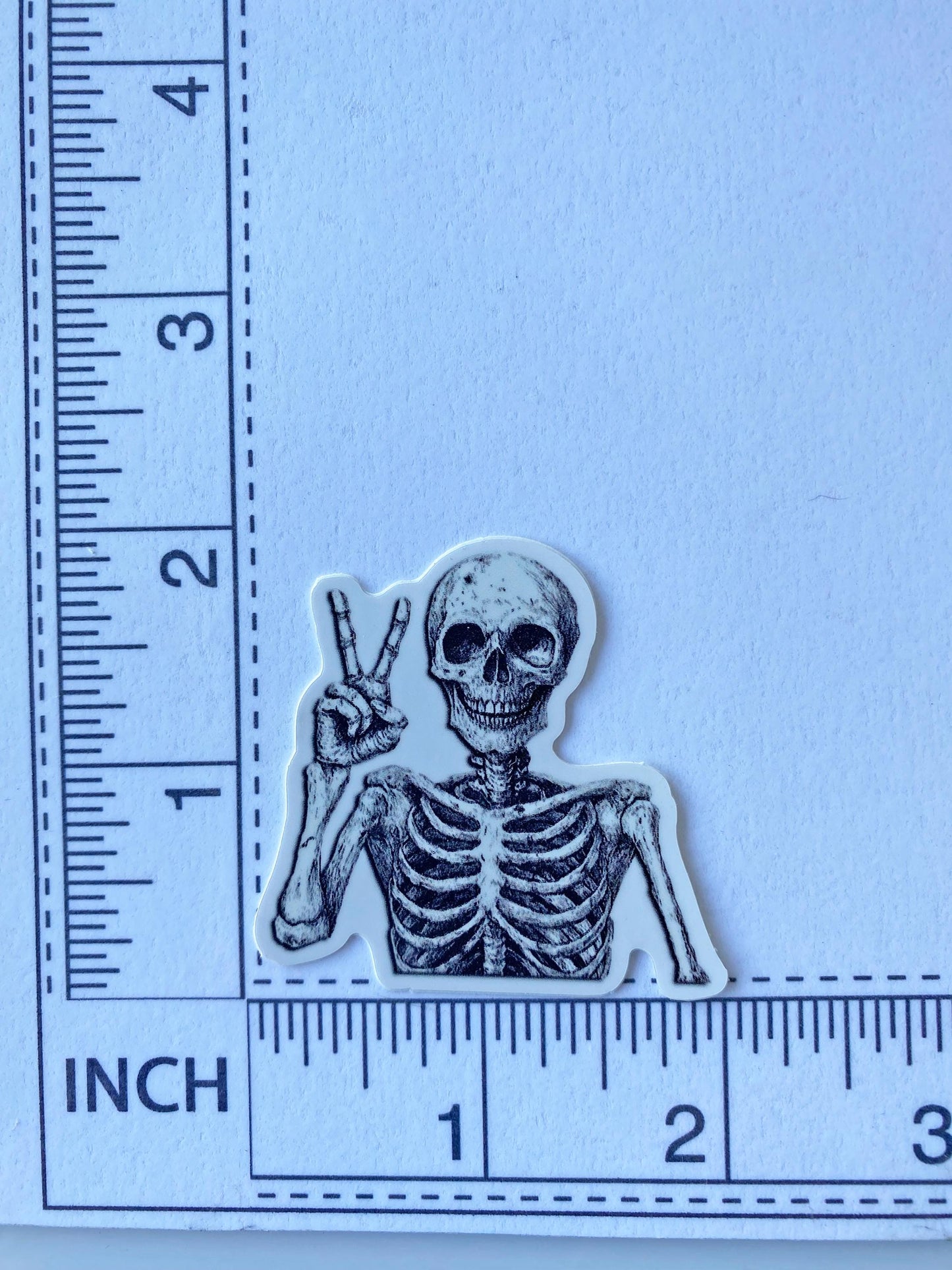 Skeleton Peace Sign Sticker – Spooky 2" Vinyl with Attitude from Beyond the Grave – Goth, Oddity, Paranormal & Alt Vibes