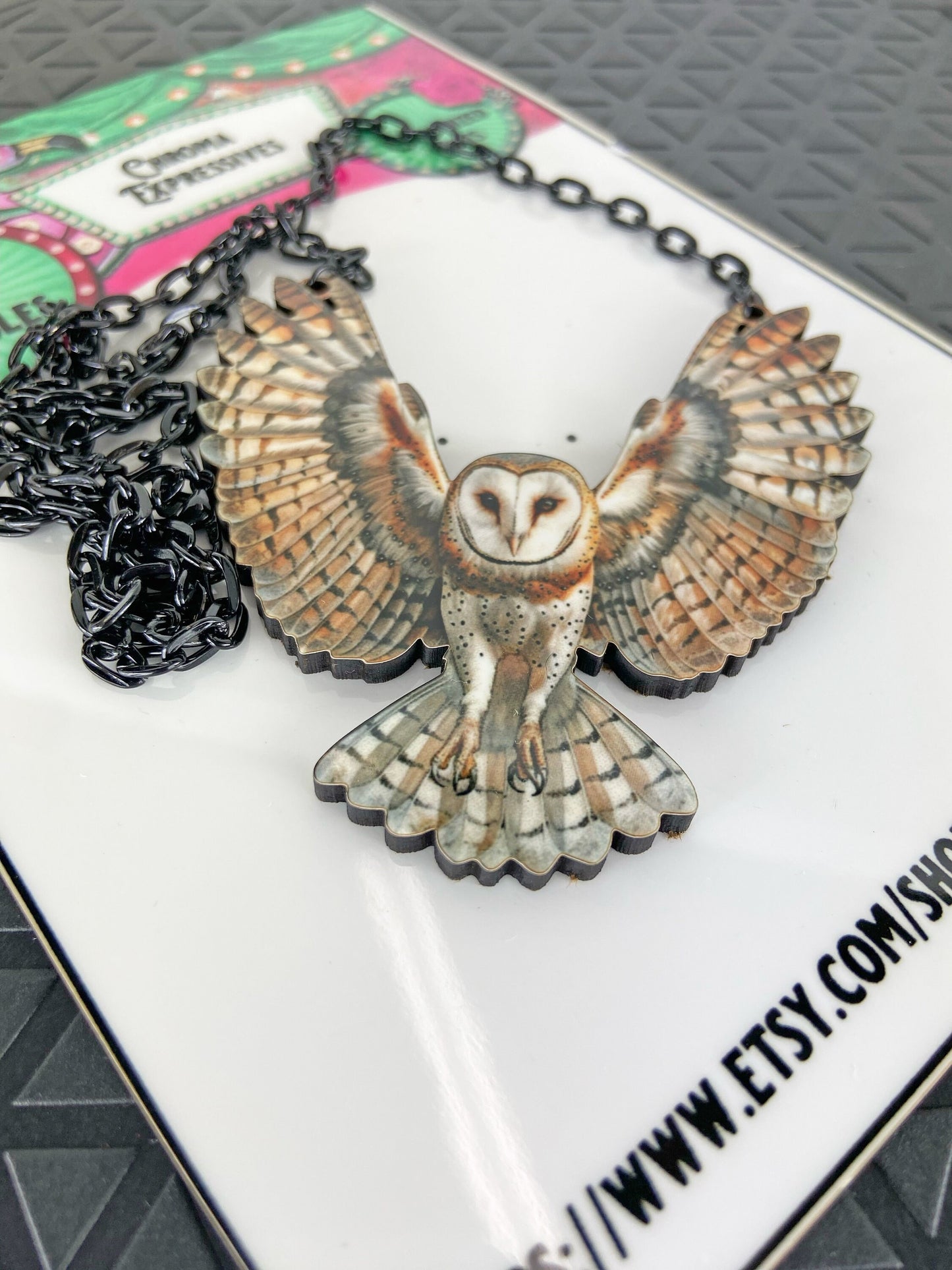 Beautiful Barn Owl Nature Necklace ~ Nature, Bird Lover Gift, Laser Cut, Illustrated Image Unique to our Shop, Woodland Creatures Gift