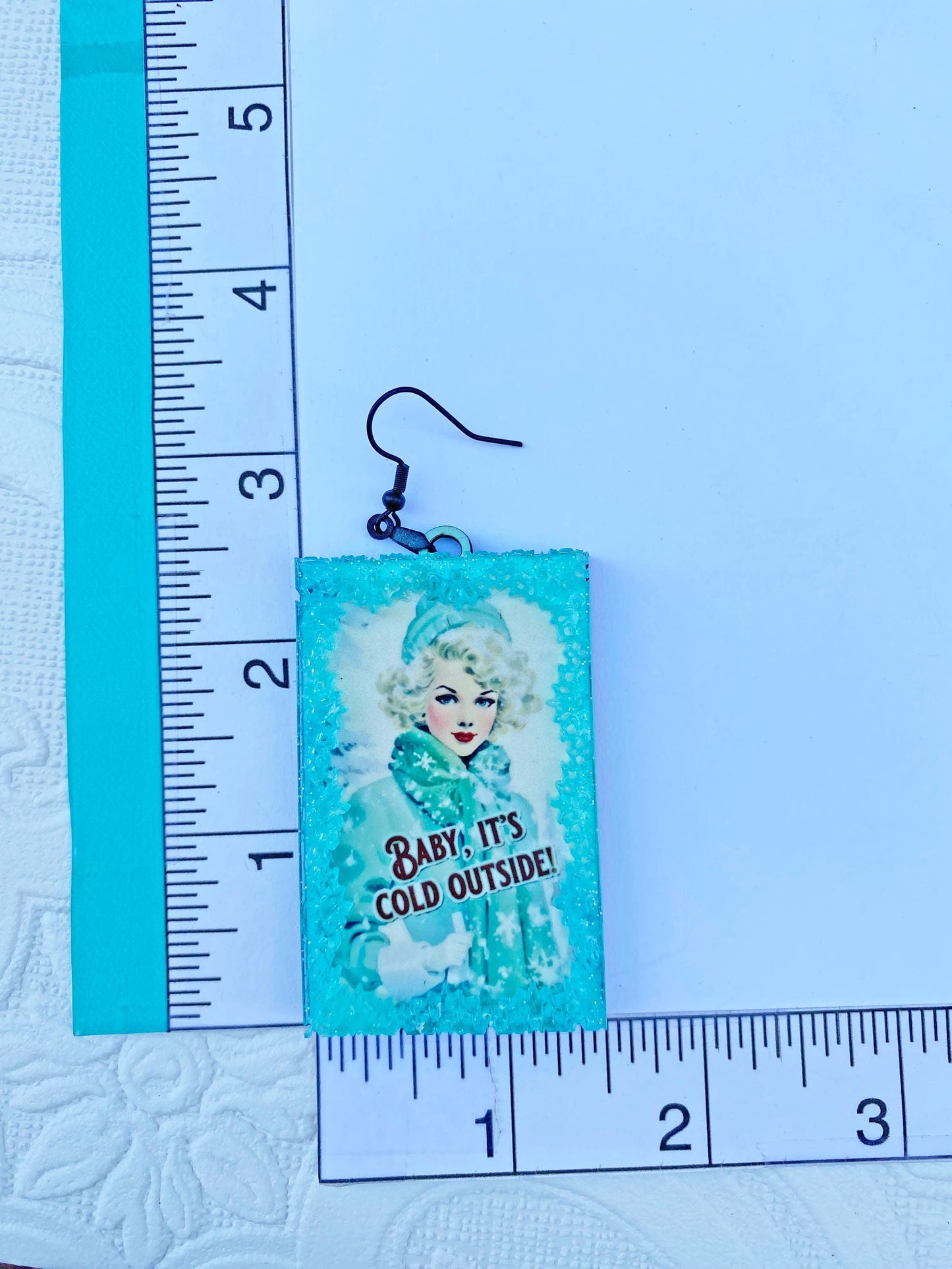 Beautiful "Baby it's Cold Outside" Earrings ~ Clip-on or Ear Wire ~ Handcrafted ~ Vintage Winter Theme ~ Wood and Acrylic