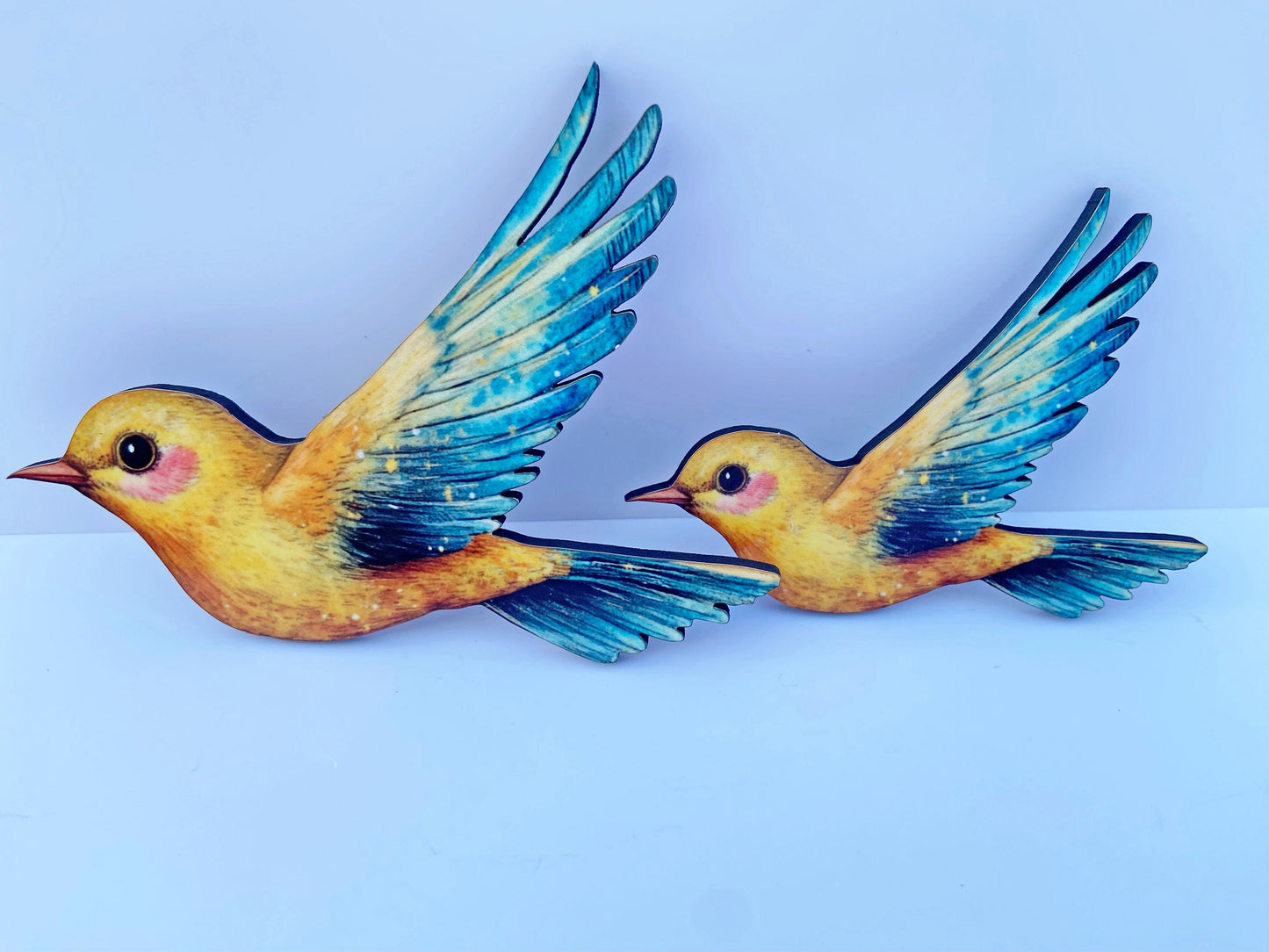 Beautiful Bird Brooch / Pin, Yellow and Blue Bird, Laser Cut and Sublimated Illustration, Bird Lover Gift Idea, Nature Inspired Jewelry