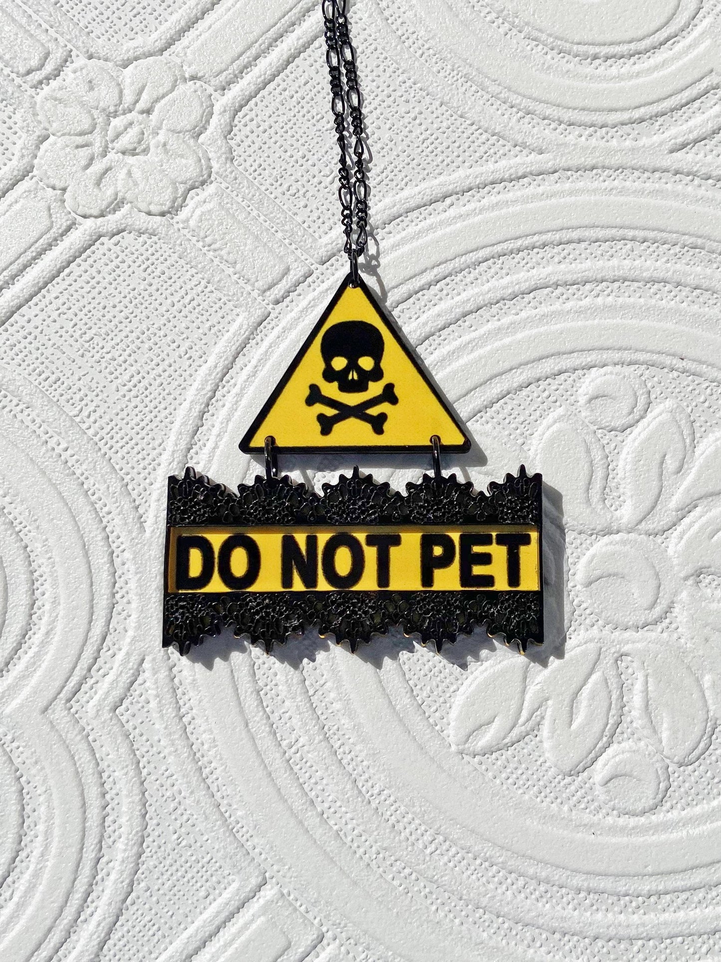 Dramatic Signage Necklace or Brooch for your Costume or Just to Make a Message Clear, Do Not Pet, Fun Conversation Starter, Gift Idea
