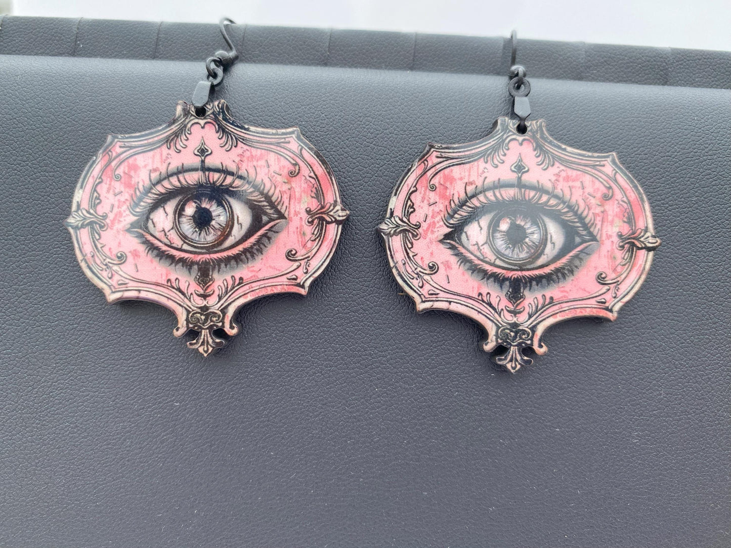 All-Seeing Eye Earrings – Sublimated Laser Cut Wood | Gothic Jewelry for the Mystical & Macabre