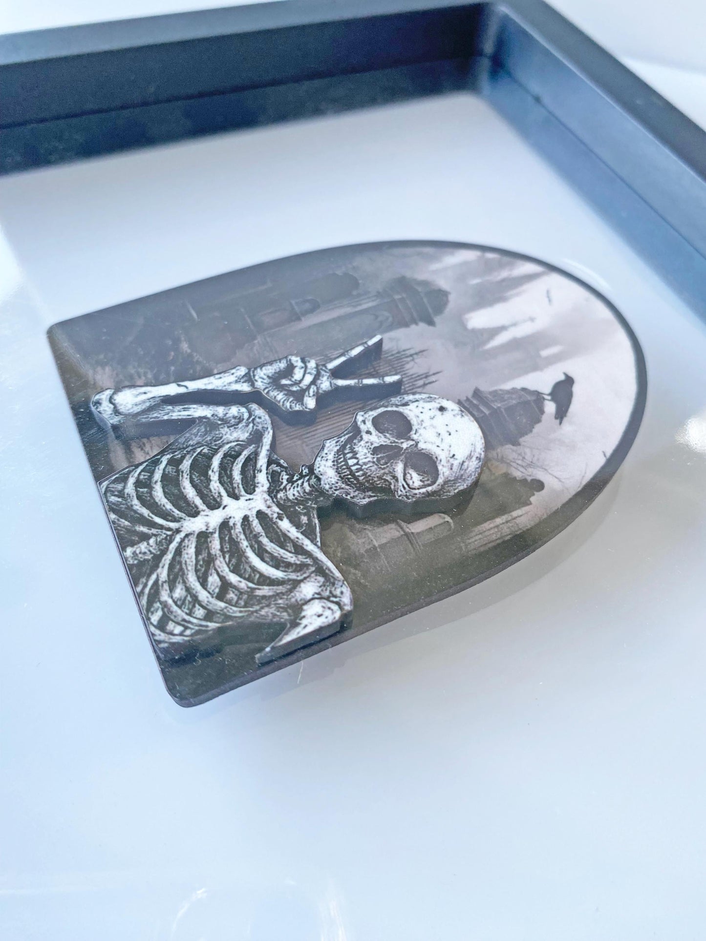 Skeleton Brooch with Attitude – 2-Layer Laser Cut Graveyard Pin Serving Peace from Beyond the Grave – Spooky, Goth, Paranormal Vibes