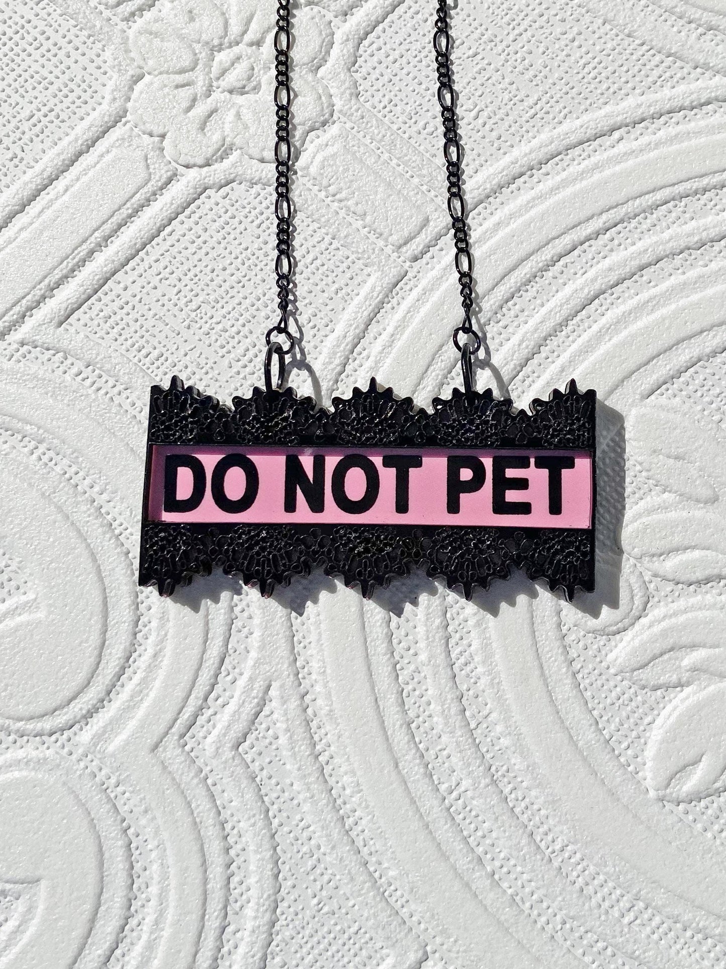 Dramatic Signage Necklace or Brooch for your Costume or Just to Make a Message Clear, Do Not Pet, Fun Conversation Starter, Gift Idea
