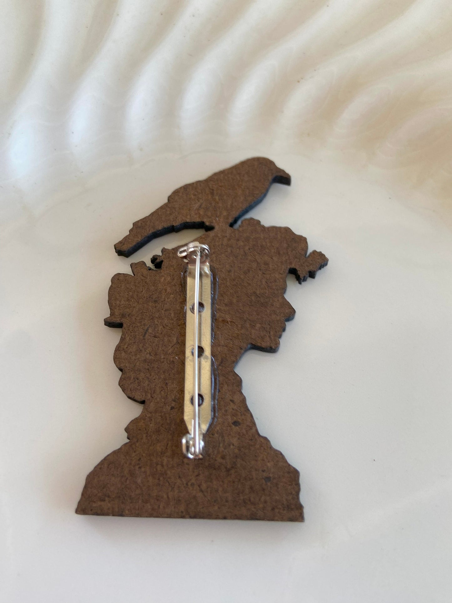 Unique Handcrafted Brooch / Pin, Victorian Woman with Raven or Crown in her Hair, Great gift for Poe Reader or Book Lover