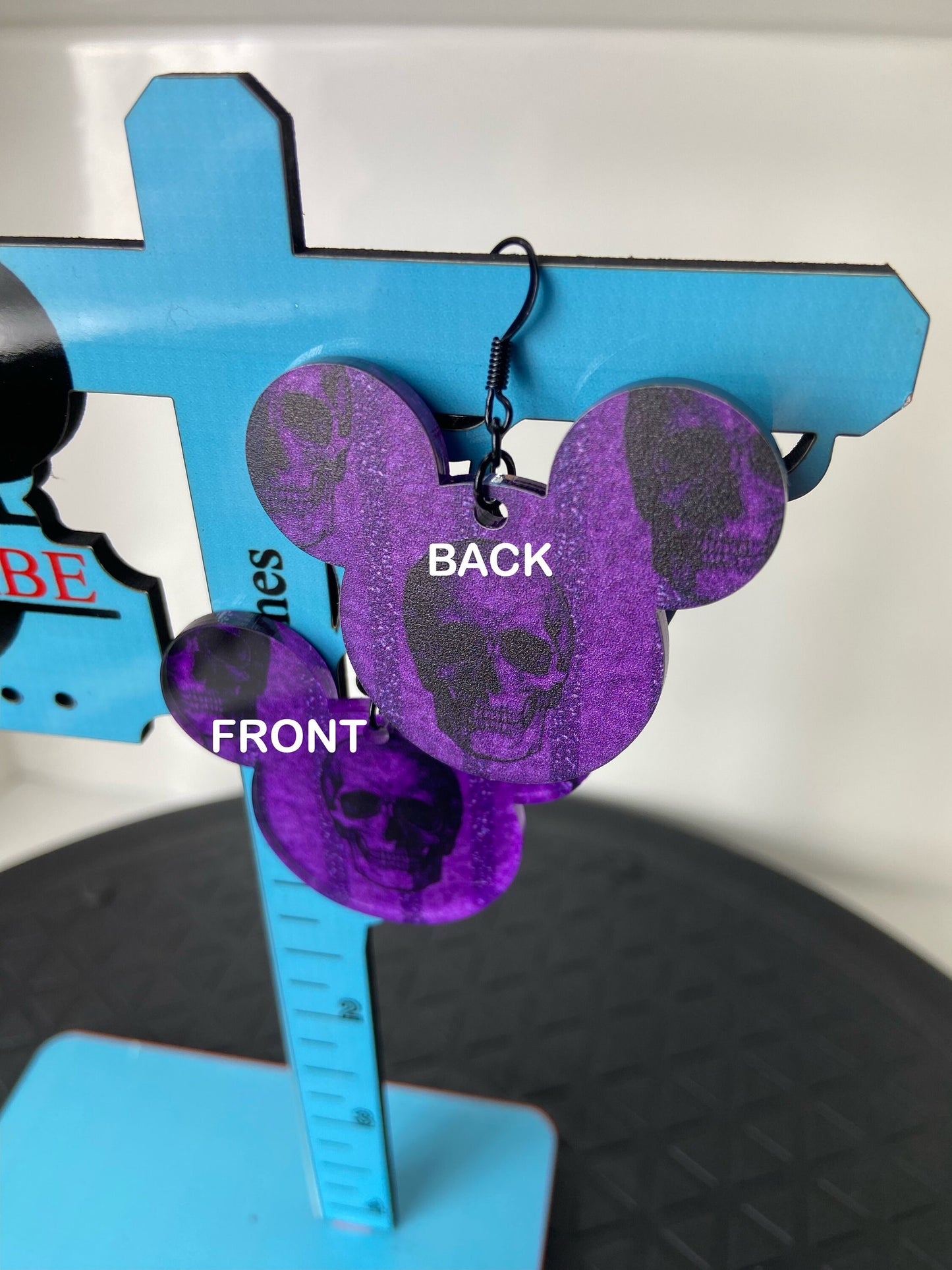 Mickey Mouse Purple Skull Earrings, Very cool! Get Ready for Spooky Season at the Parks! Laser Cut Acrylic. Lightweight and Fun.