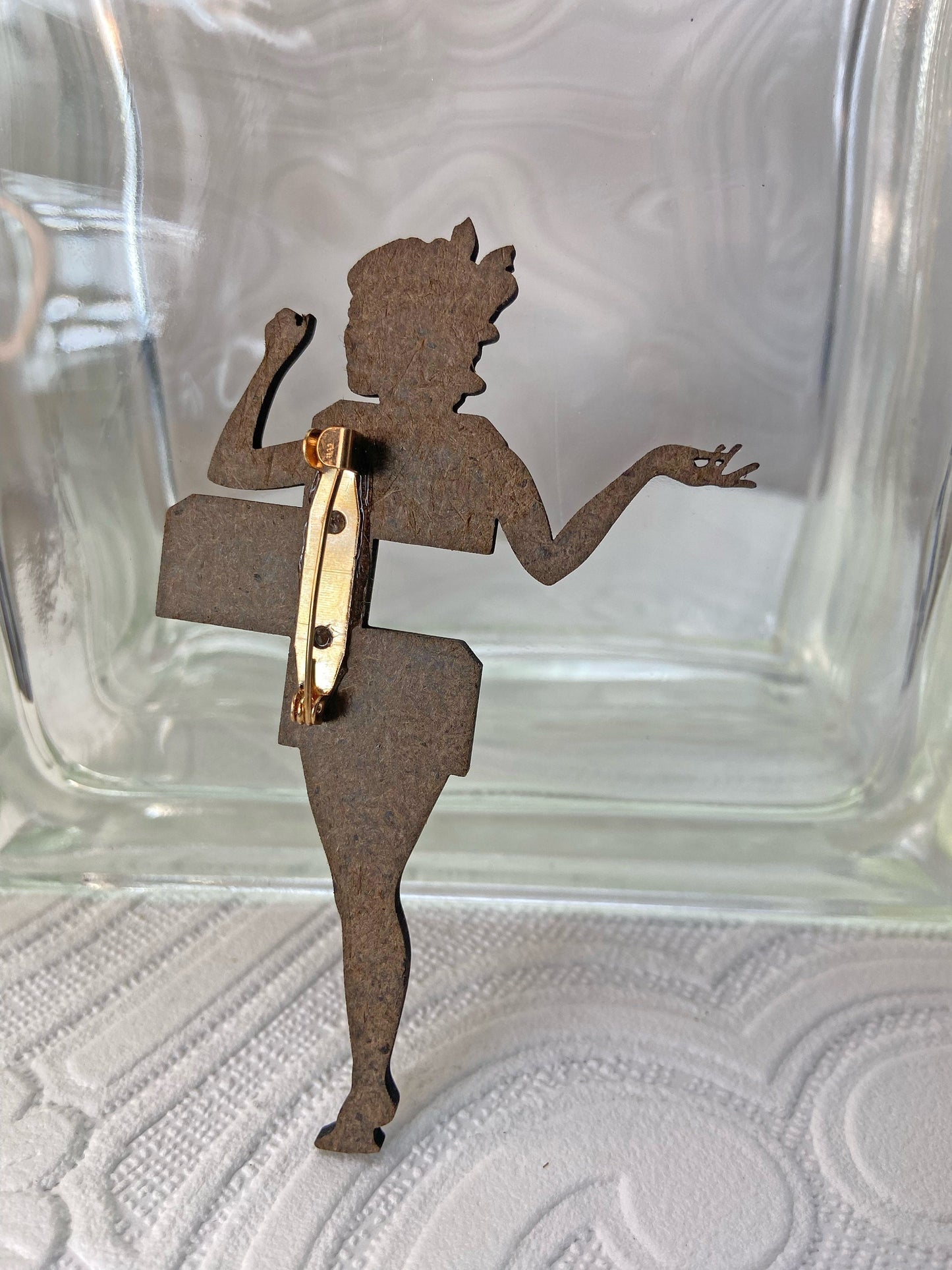 Your choice, Ghoul Brooch of Magic Trick, where you get cut and separated, x-ray Art, Oddity Fun, Spooky Season Jewelry, Laser Cut Wood