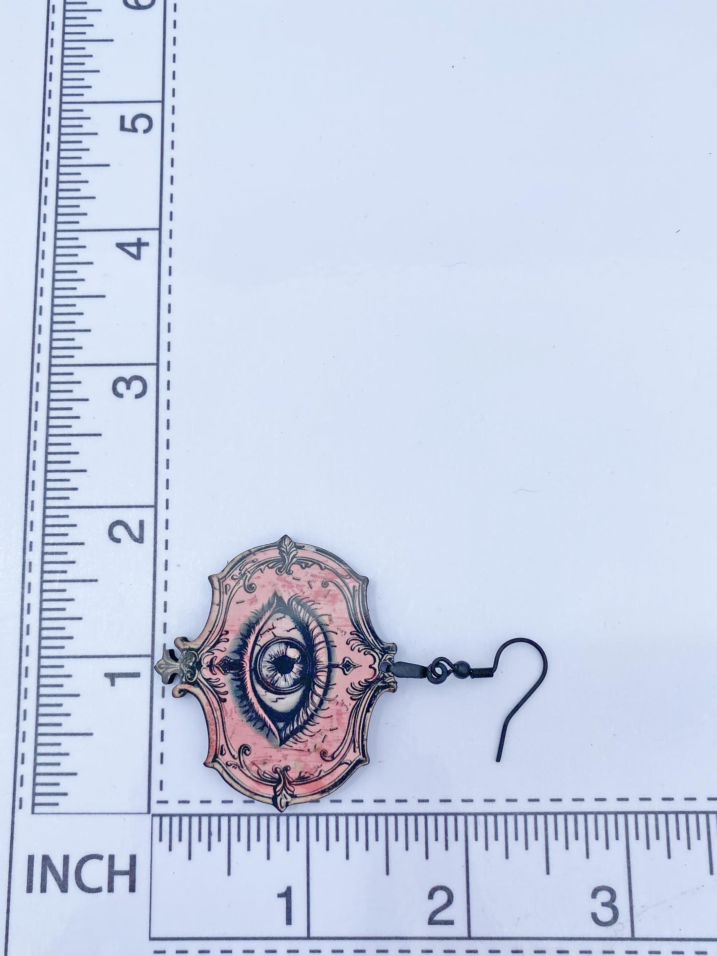 All-Seeing Eye Earrings – Sublimated Laser Cut Wood | Gothic Jewelry for the Mystical & Macabre