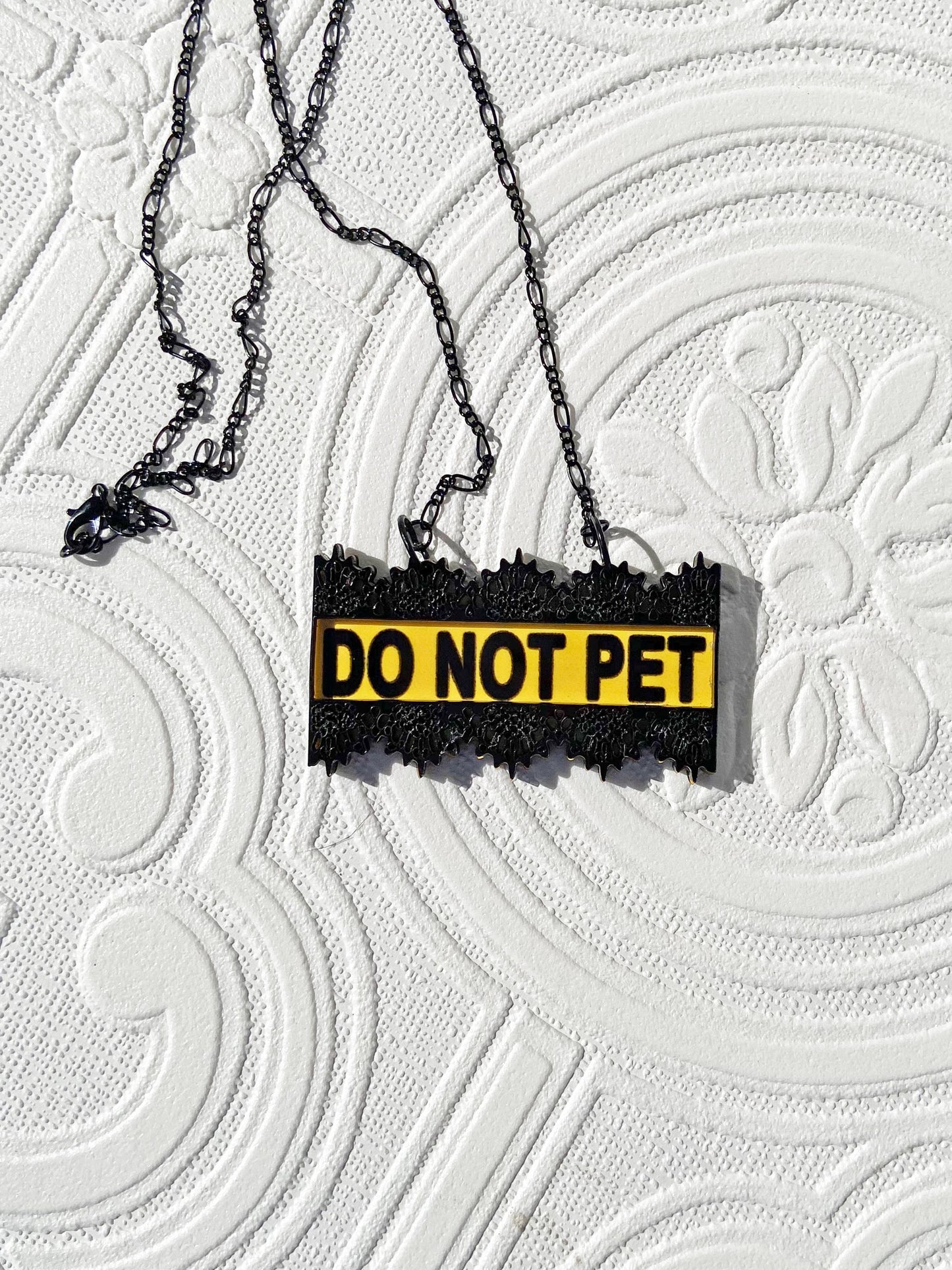 Dramatic Signage Necklace or Brooch for your Costume or Just to Make a Message Clear, Do Not Pet, Fun Conversation Starter, Gift Idea