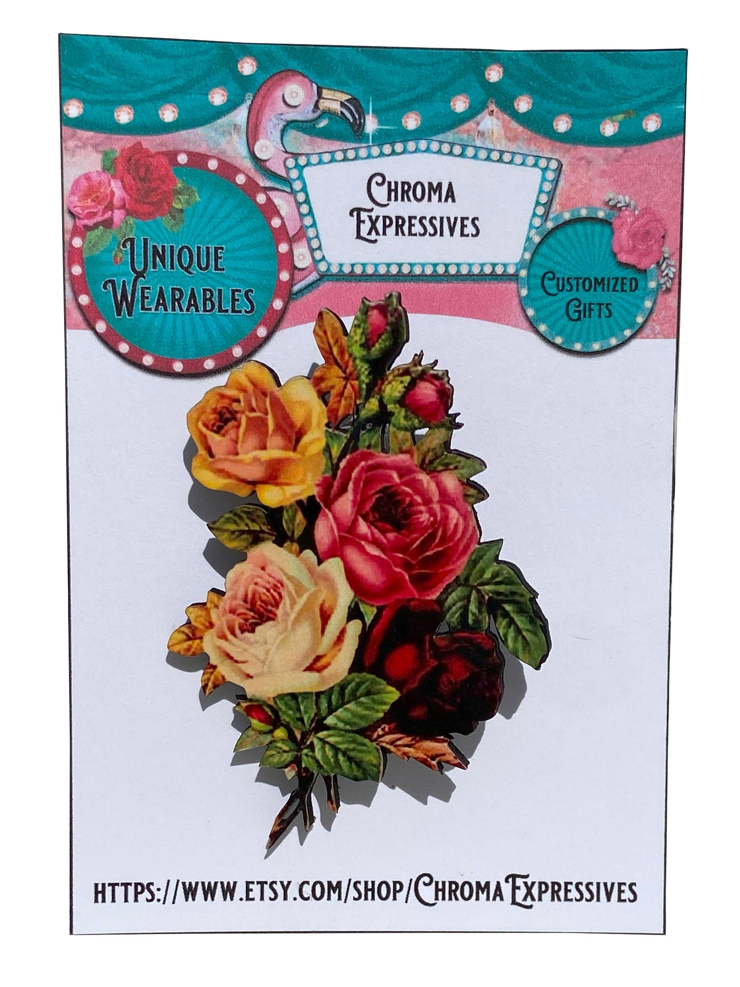 Beautiful Roses Brooch, Victorian Look, Laser Cut Wood, Romantic Jewelry, Forever Corsage, Floral Bouquet