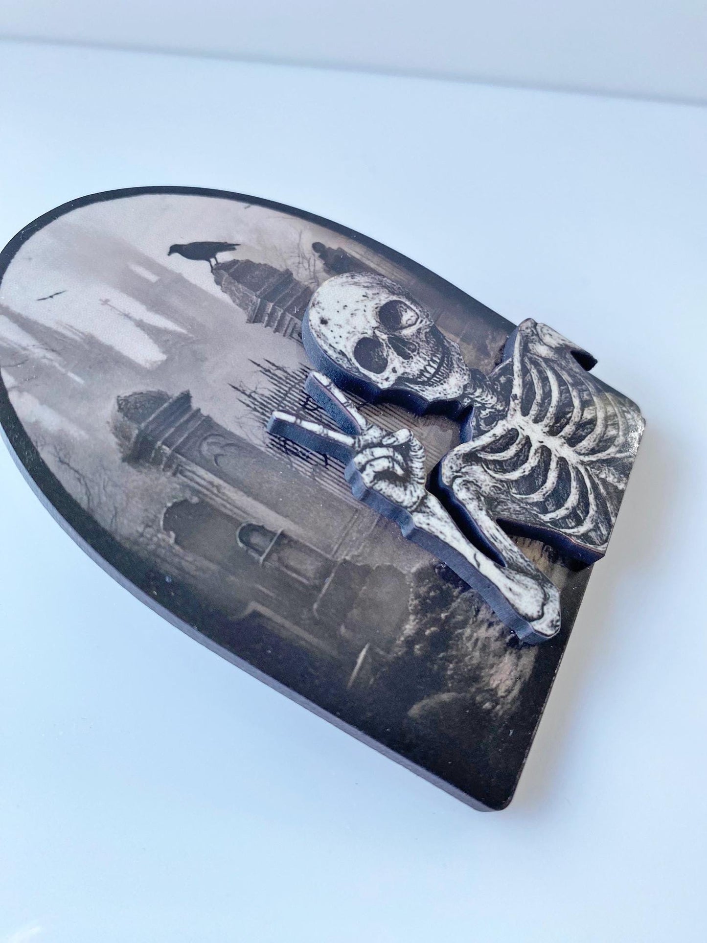 Skeleton Brooch with Attitude – 2-Layer Laser Cut Graveyard Pin Serving Peace from Beyond the Grave – Spooky, Goth, Paranormal Vibes