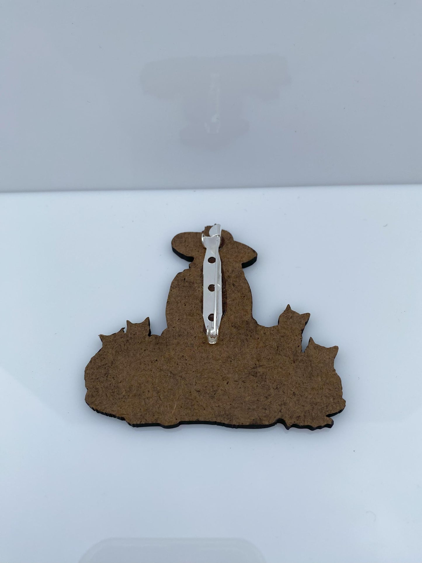 Mystical Woman & Black Cats Brooch – Sublimated Laser Cut Wood | Witchy Whimsy for Cat Lovers and Vintage Fashion Fans