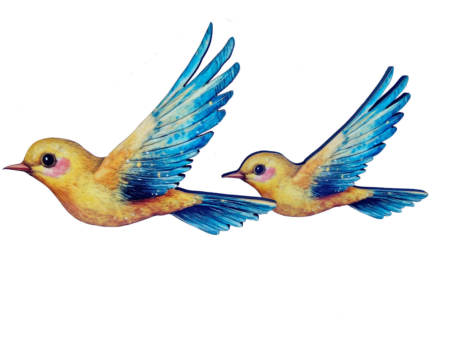 Beautiful Bird Brooch / Pin, Yellow and Blue Bird, Laser Cut and Sublimated Illustration, Bird Lover Gift Idea, Nature Inspired Jewelry