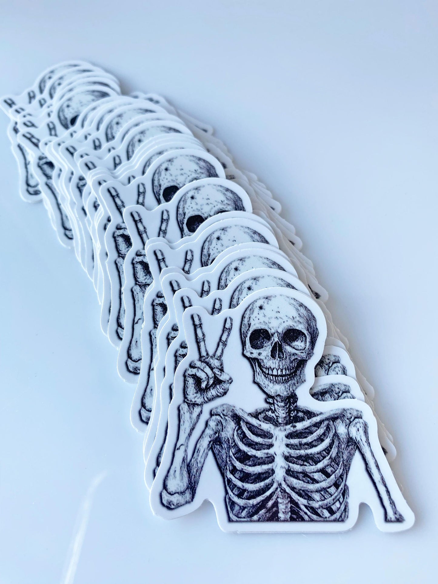 Skeleton Peace Sign Sticker – Spooky 2" Vinyl with Attitude from Beyond the Grave – Goth, Oddity, Paranormal & Alt Vibes