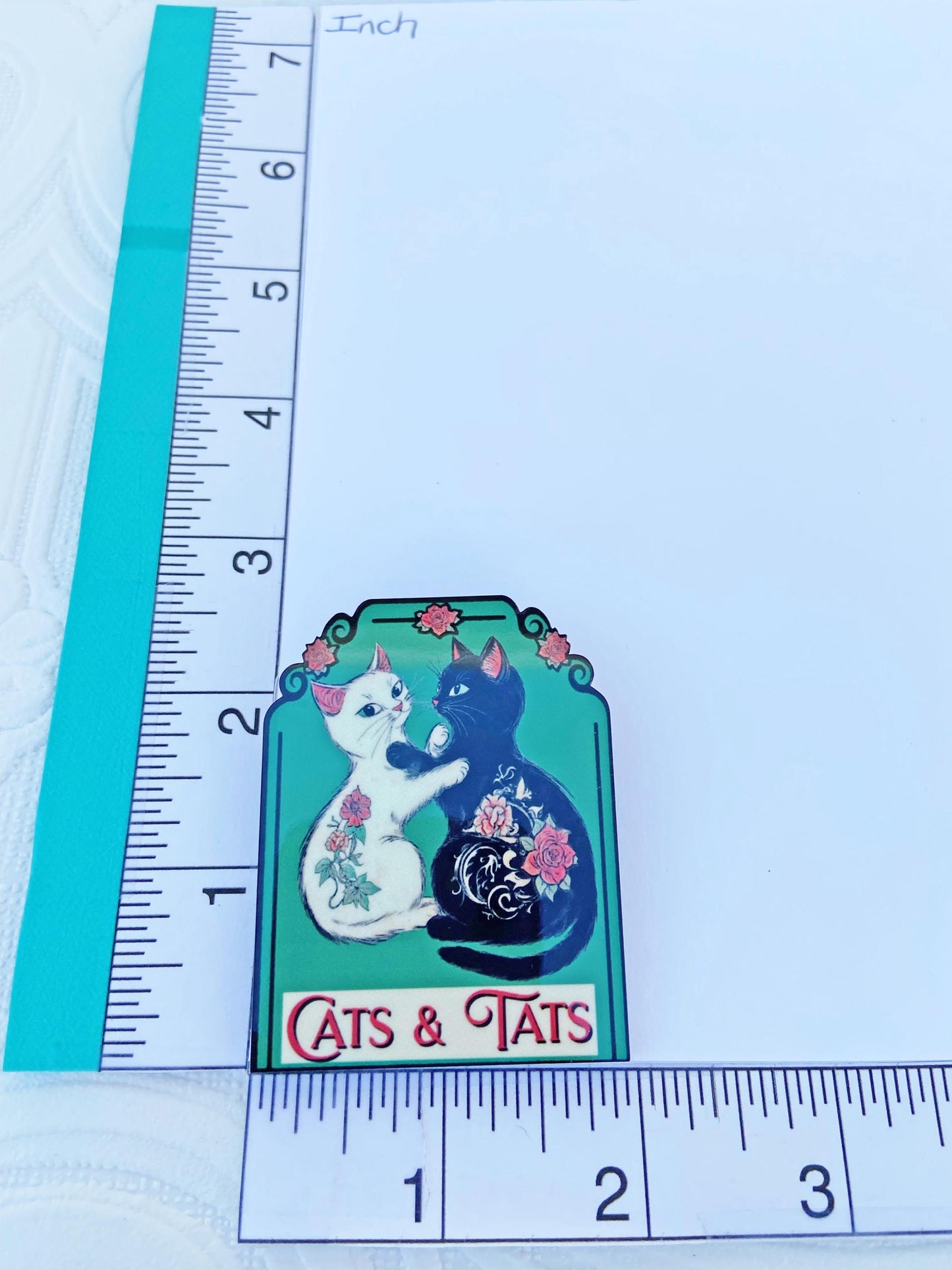 Cats & Tattoos Brooch, Cat Lover Gift, Tattoo Lover Gift, Laser Cut Wood with Sublimated Image