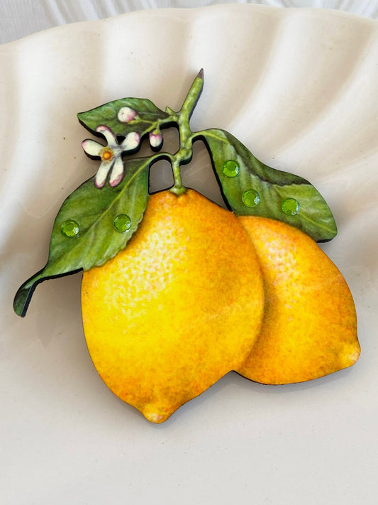 Squeeze all you can out of life with this Lemon Brooch Pin  ~ Delightful Whimsical Wearable Art ~Handcrafted Laser Cut Sublimation Process