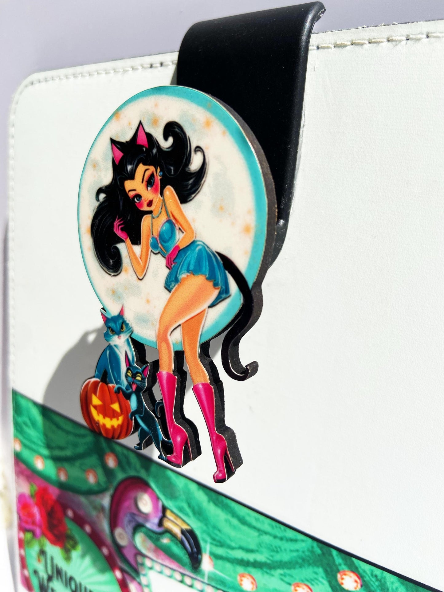 Cat Lady Halloween Brooch / Pin, Illustrated Art, Wearable Art, Spooky Season Jewelry, Cat Lover Gift, Pumpkin and Kittens