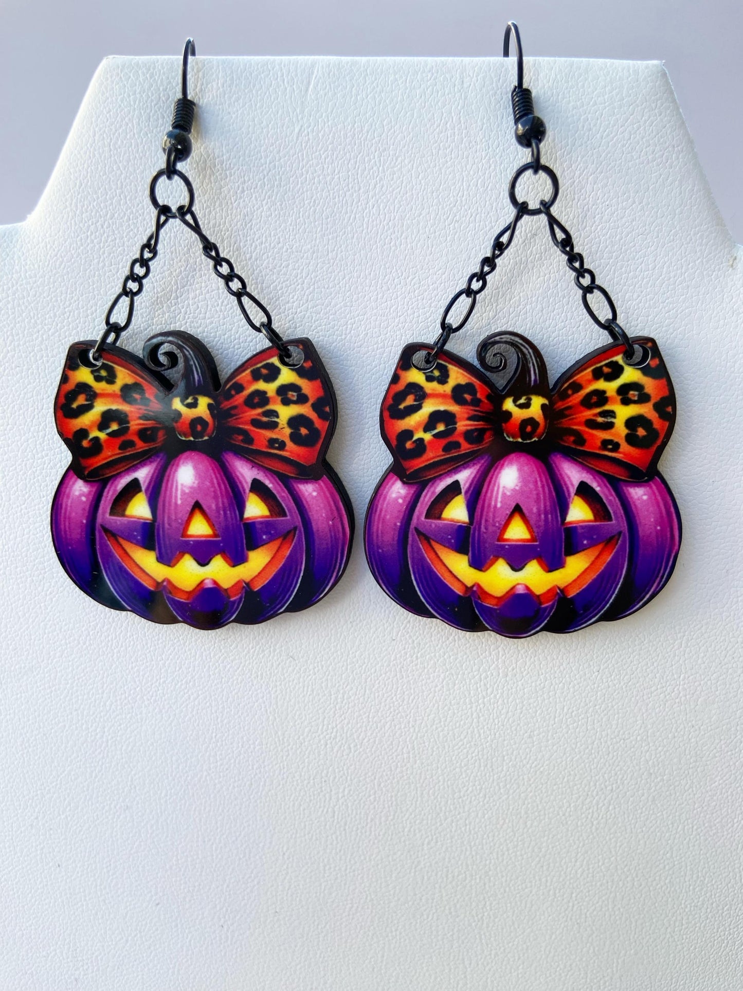 Purple Pumpkin Brooch, Necklace or Earrings, Halloween Jewelry, Spooky Earrings, Wearable Art, Gift for Halloween Lover