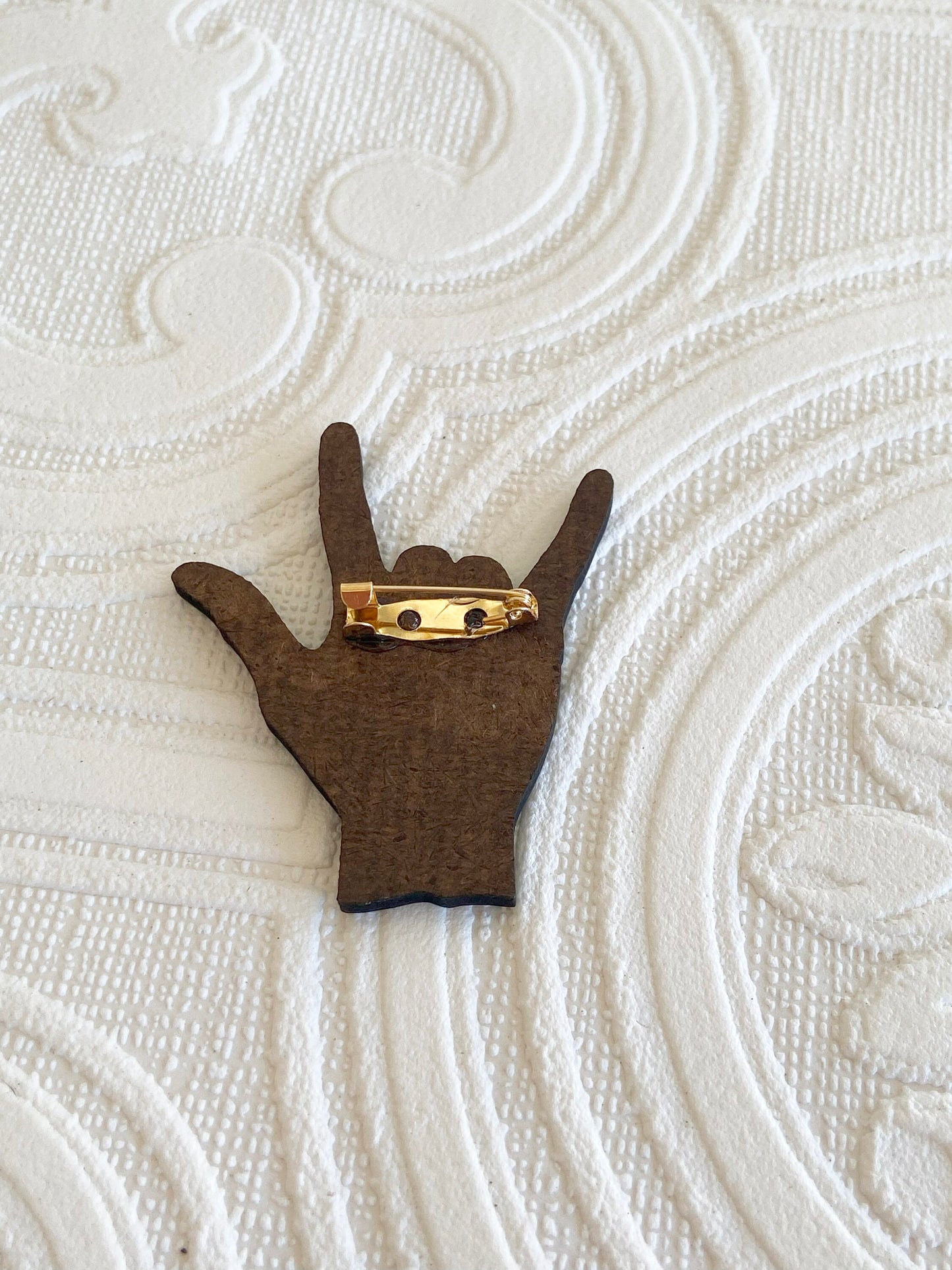 I Love You in Sign Language Pin / Brooch, Red White & Blue, Handmade