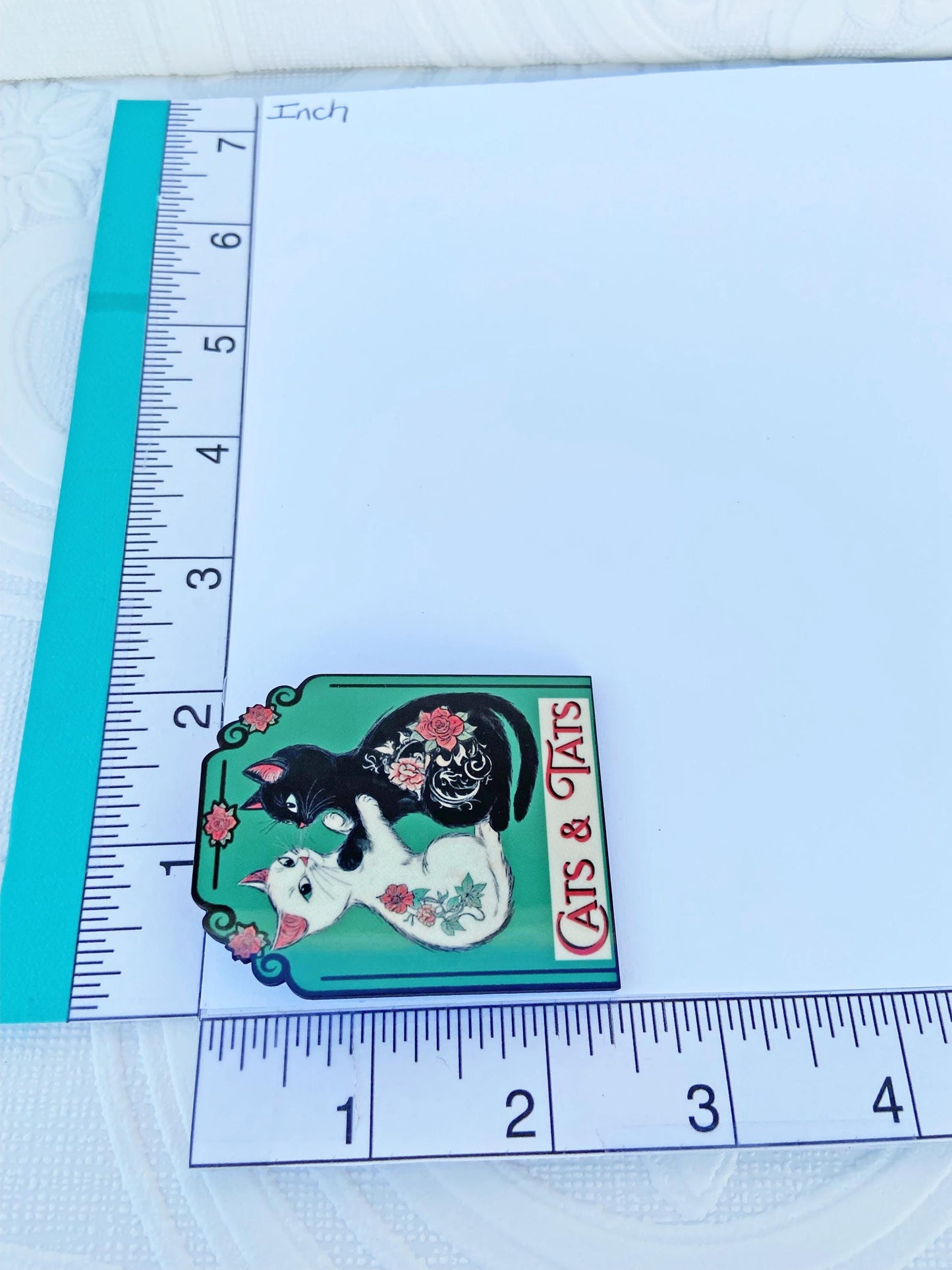 Cats & Tattoos Brooch, Cat Lover Gift, Tattoo Lover Gift, Laser Cut Wood with Sublimated Image