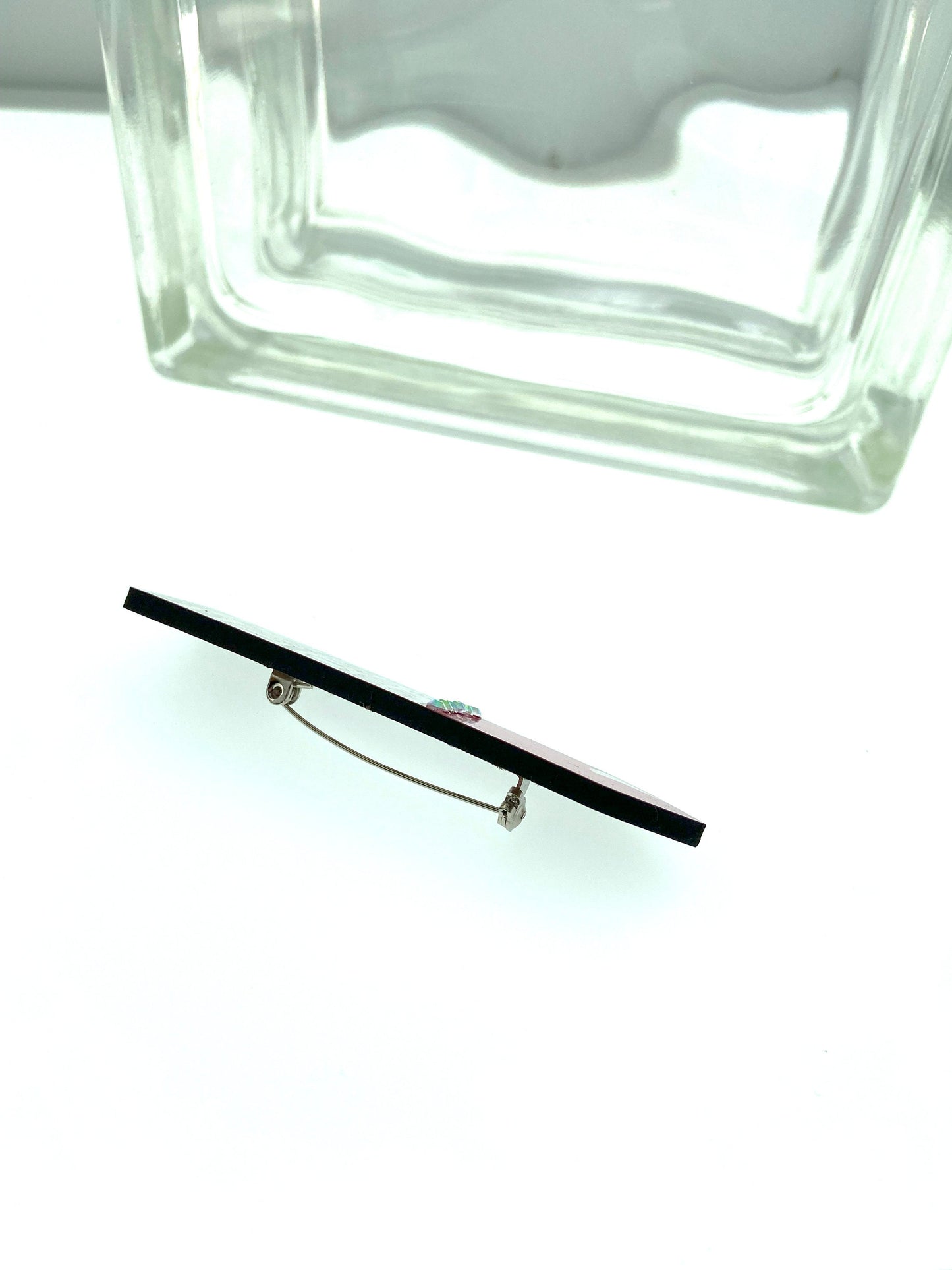 Handcrafted Lipstick Brooch / Pin, Be with a guy who ruins your lipstick, not your mascara, One of a Kind Design, Rhinestones