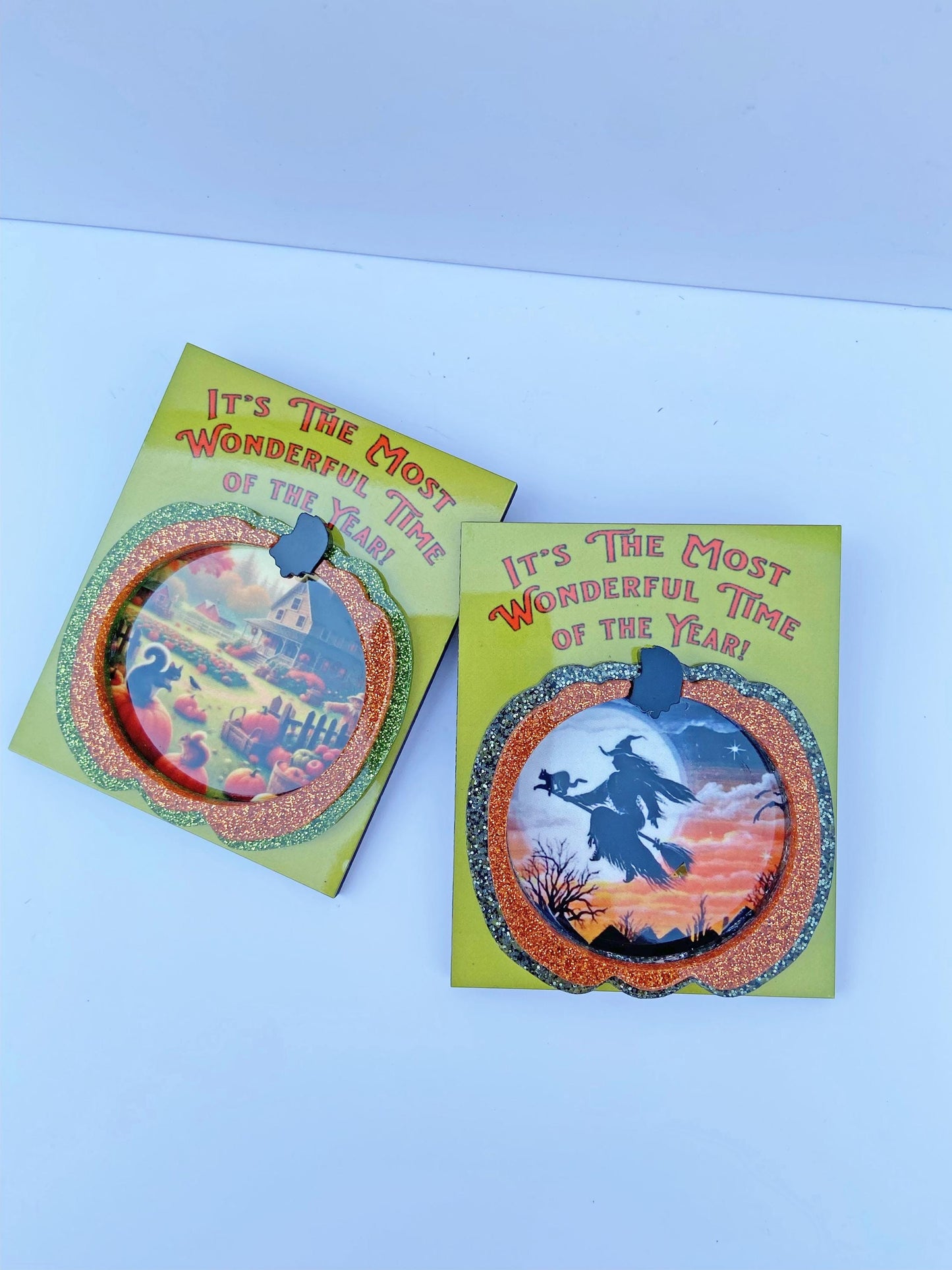 Halloween or Fall Brooch, It's the Best Time of the Year, Spooky Season Jewelry, Choose Witch or Pumpkins ~ Laser Cut Wood, Acrylic