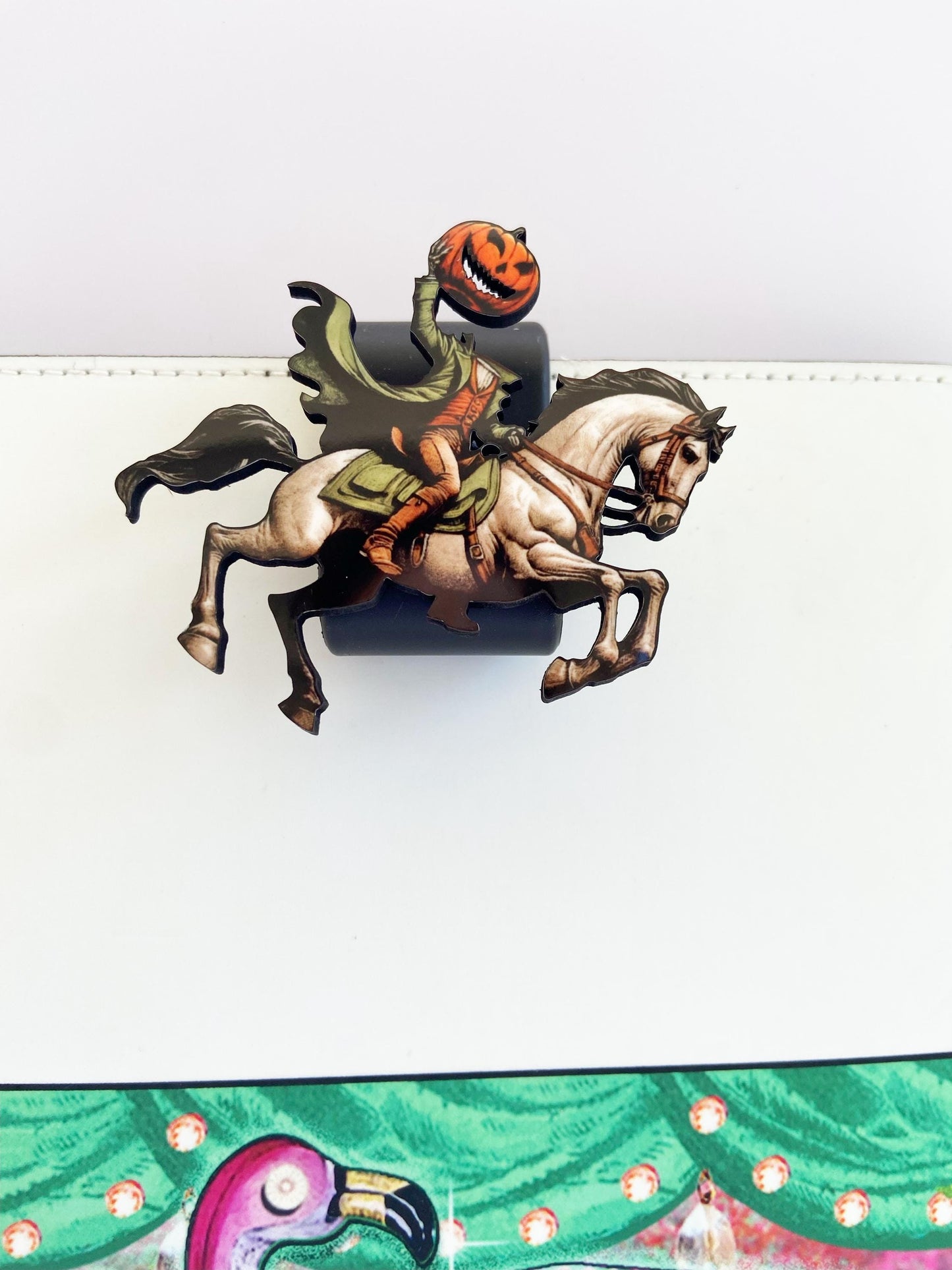Headless Horseman Brooch / Pin, Spooky Season Jewelry, Illustration Art, Wearable Art, Sleepy Hollow, Ichabod Crane Villain, Halloween Pin