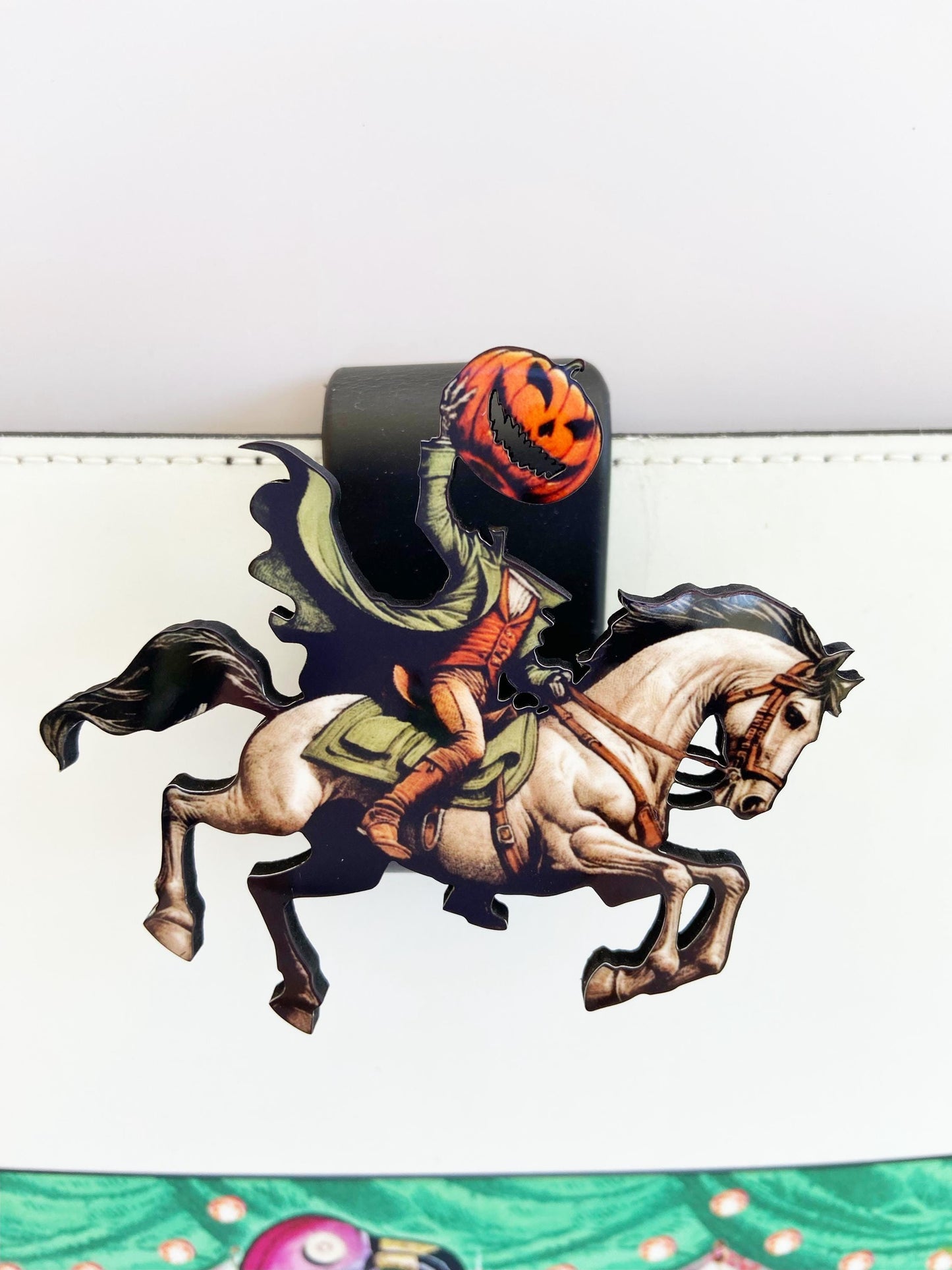 Headless Horseman Brooch / Pin, Spooky Season Jewelry, Illustration Art, Wearable Art, Sleepy Hollow, Ichabod Crane Villain, Halloween Pin