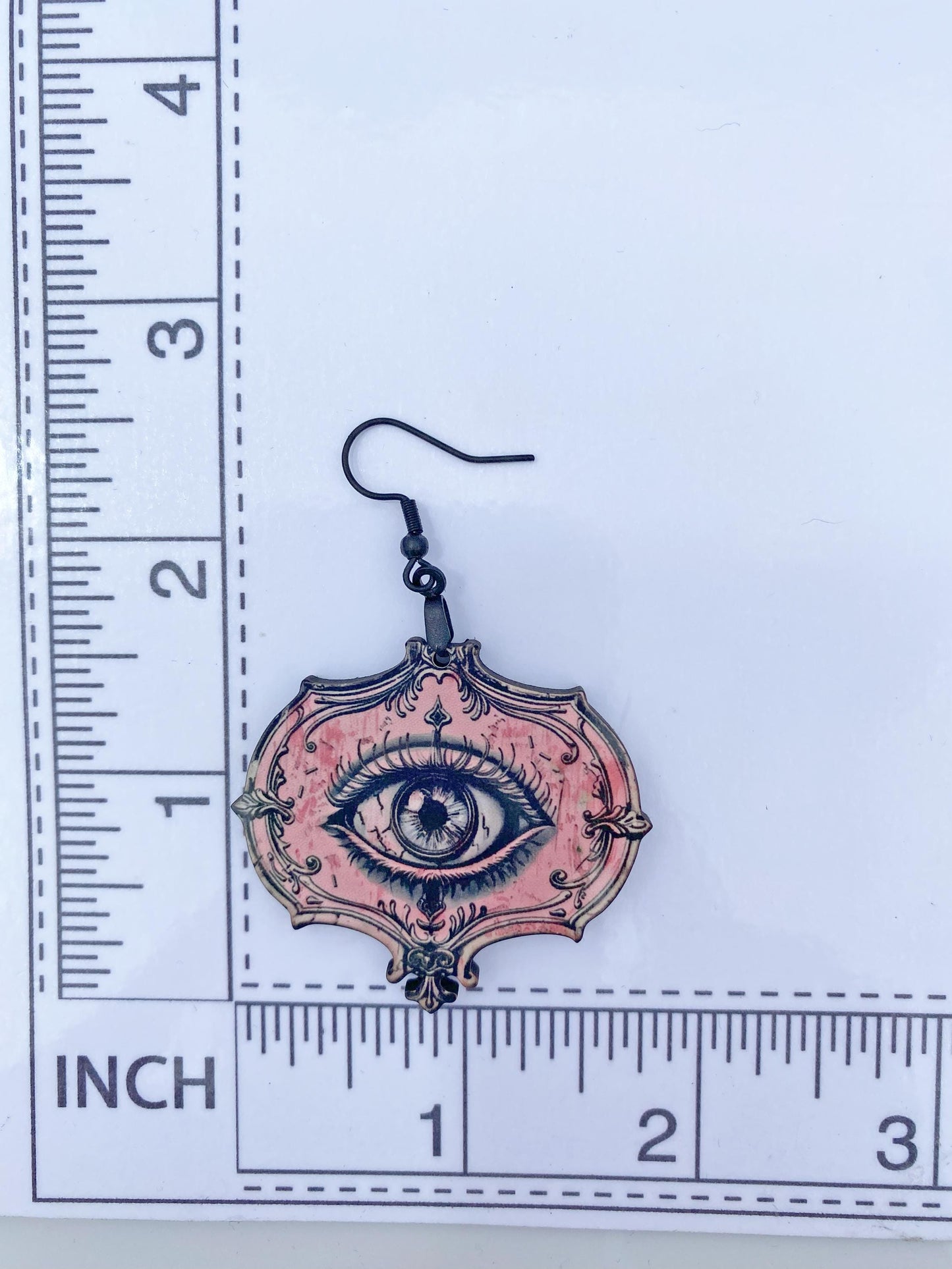 All-Seeing Eye Earrings – Sublimated Laser Cut Wood | Gothic Jewelry for the Mystical & Macabre