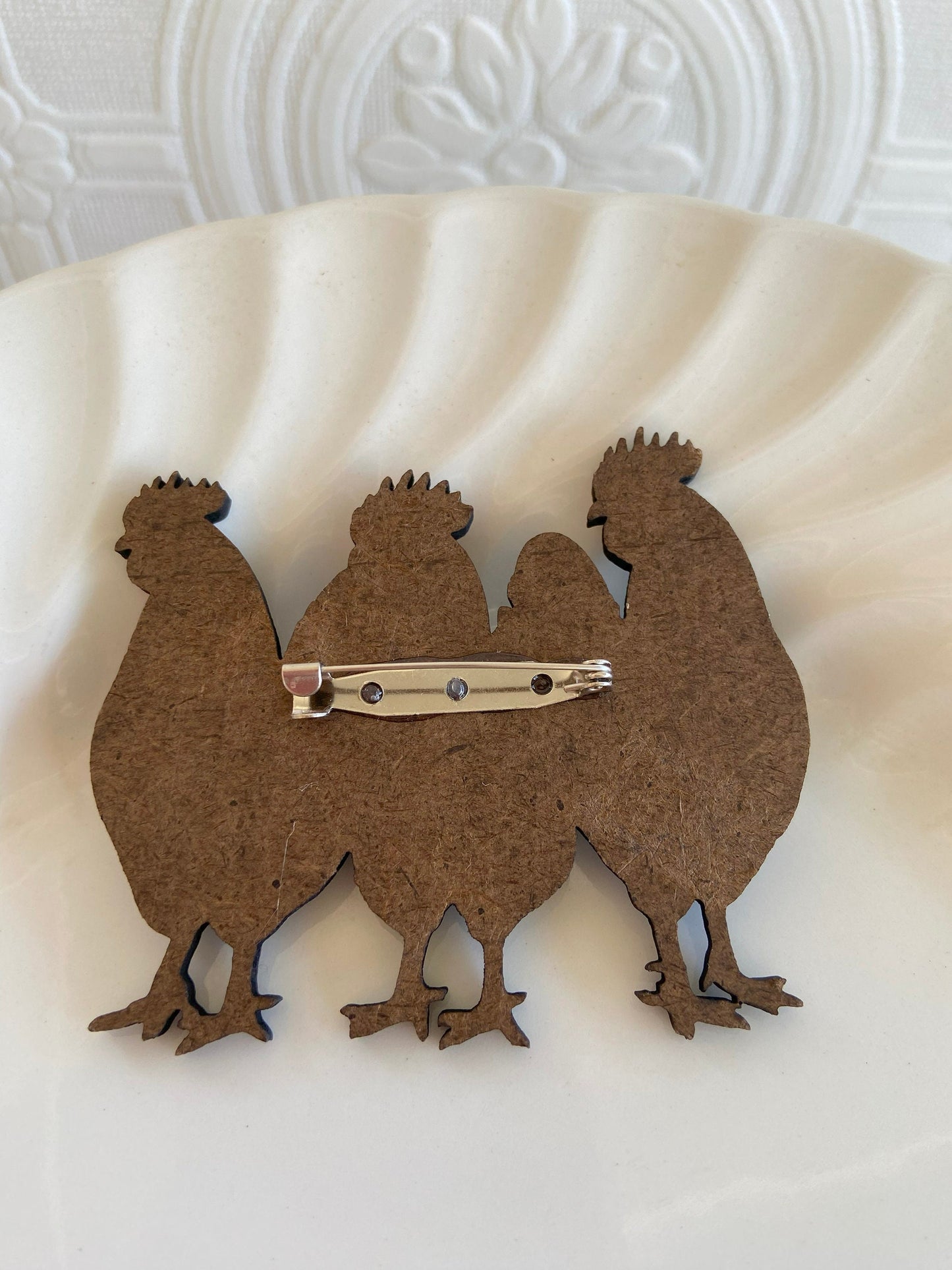 Patriotic Cluckers ~ 3 Hens Showing off their Red, White & Blue Colors ~ Fun Wearable Art ~ Superior Process ~ Gift Idea ~ Whimsical Brooch