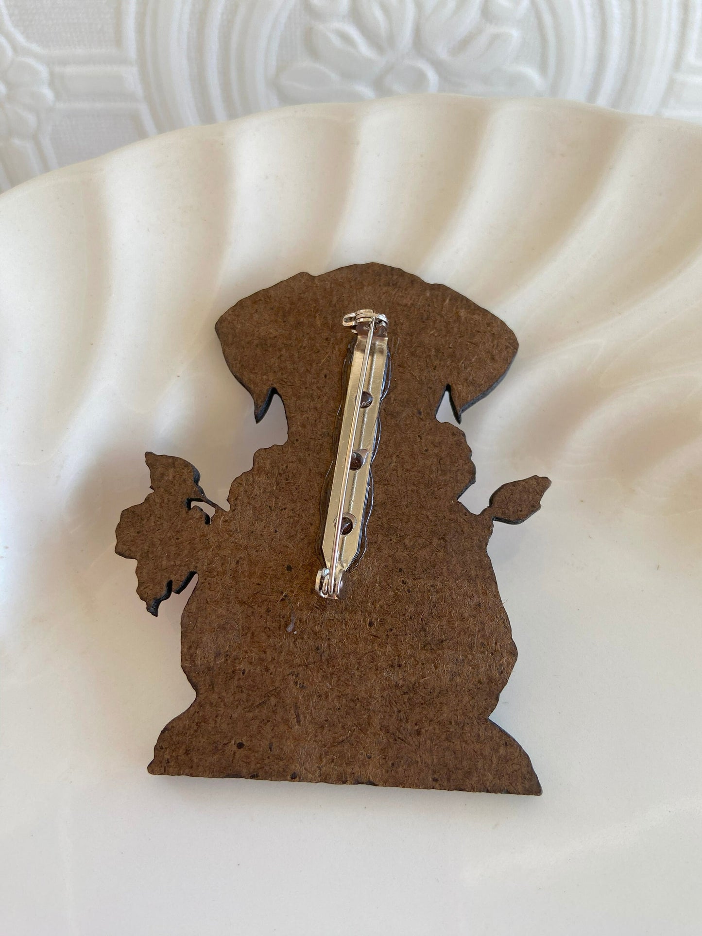 Sweetest Puppy ~ Unique Laser Cut & Sublimated Brooch / Pin ~ Gift, Lightweight, Dalmatian with Roses, illustration jewelry