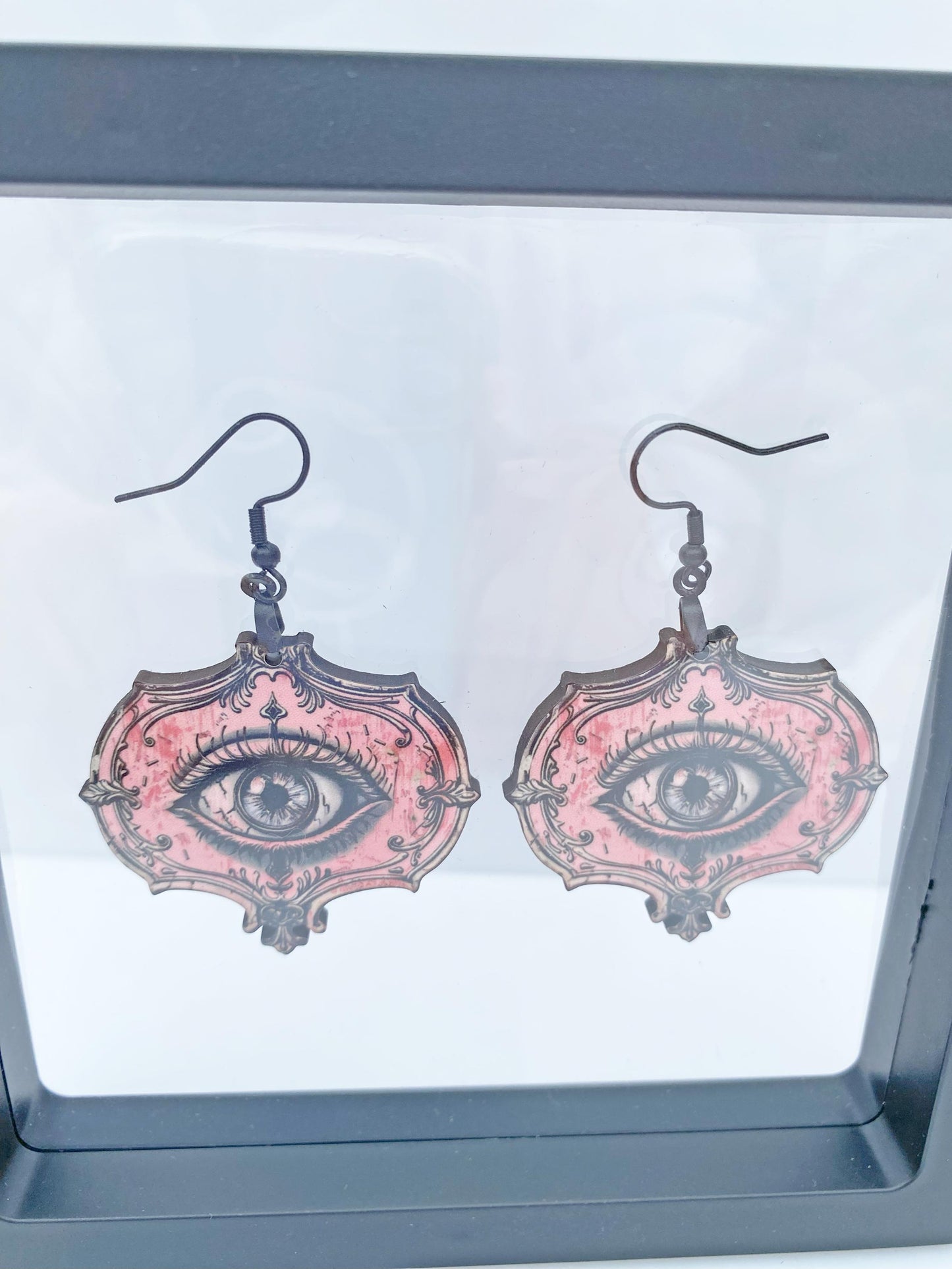 All-Seeing Eye Earrings – Sublimated Laser Cut Wood | Gothic Jewelry for the Mystical & Macabre