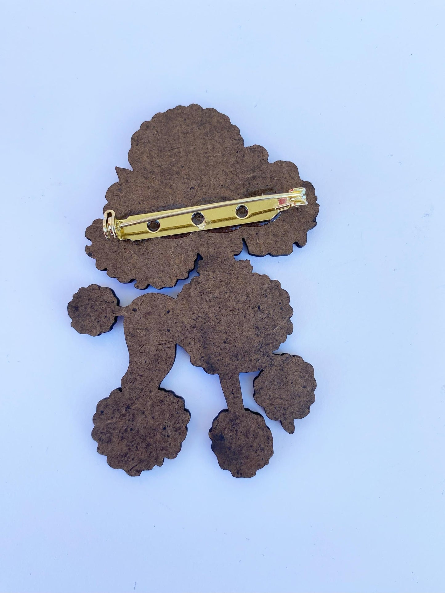 Retro Pink Poodle Kitsch Brooch - Laser Cut Wood with Sublimated Vintage Design, Poodle Lover Gift Idea