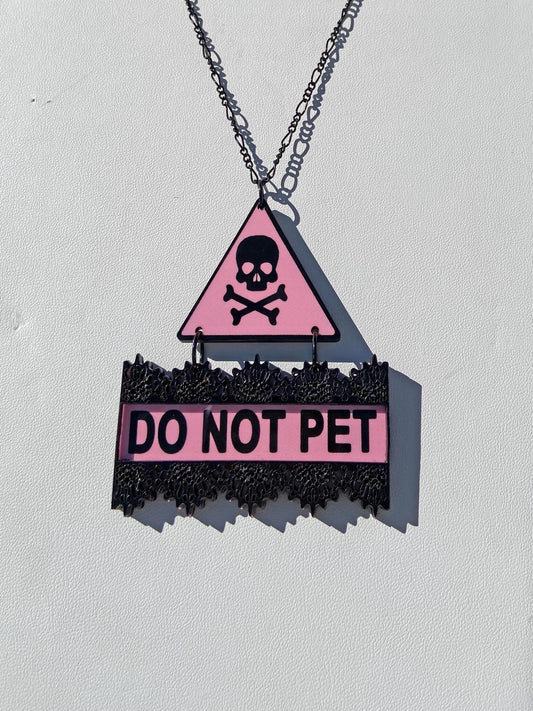 Dramatic Signage Necklace or Brooch for your Costume or Just to Make a Message Clear, Do Not Pet, Fun Conversation Starter, Gift Idea