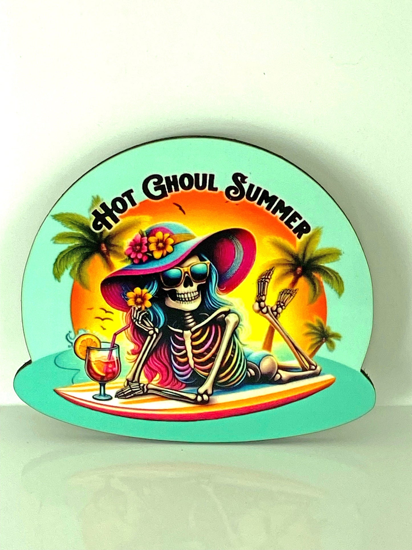 Ghoul Brooch, Ghoul's Just Want to Have Fun in the Summer Too!  Unique Scary Season or Any Season Handcrafted Brooch, Illustrated Jewelry