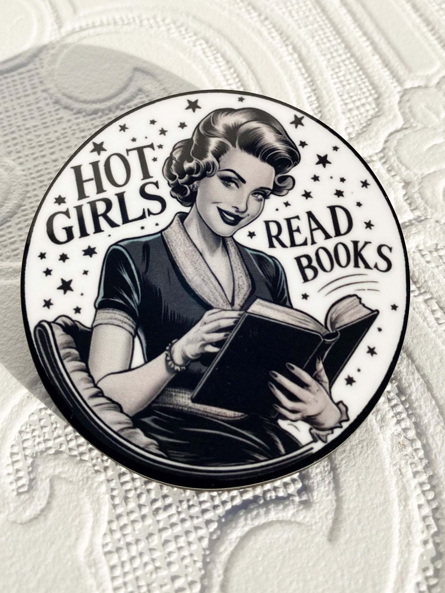 Whimsical Reader Brooch, Hot Girls Read Books, A Reminder to all that Pretty Girls Can Be Smart & Beautiful! Gift Idea for Mom, Wife, Friend
