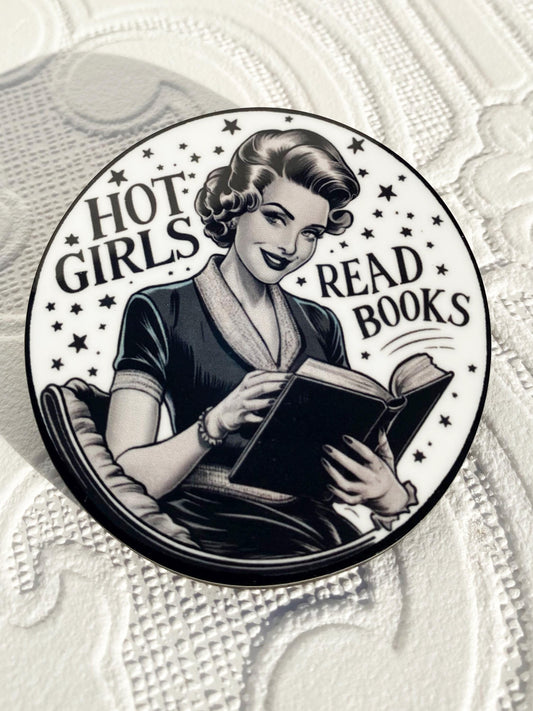 Whimsical Reader Brooch, Hot Girls Read Books, A Reminder to all that Pretty Girls Can Be Smart & Beautiful! Gift Idea for Mom, Wife, Friend