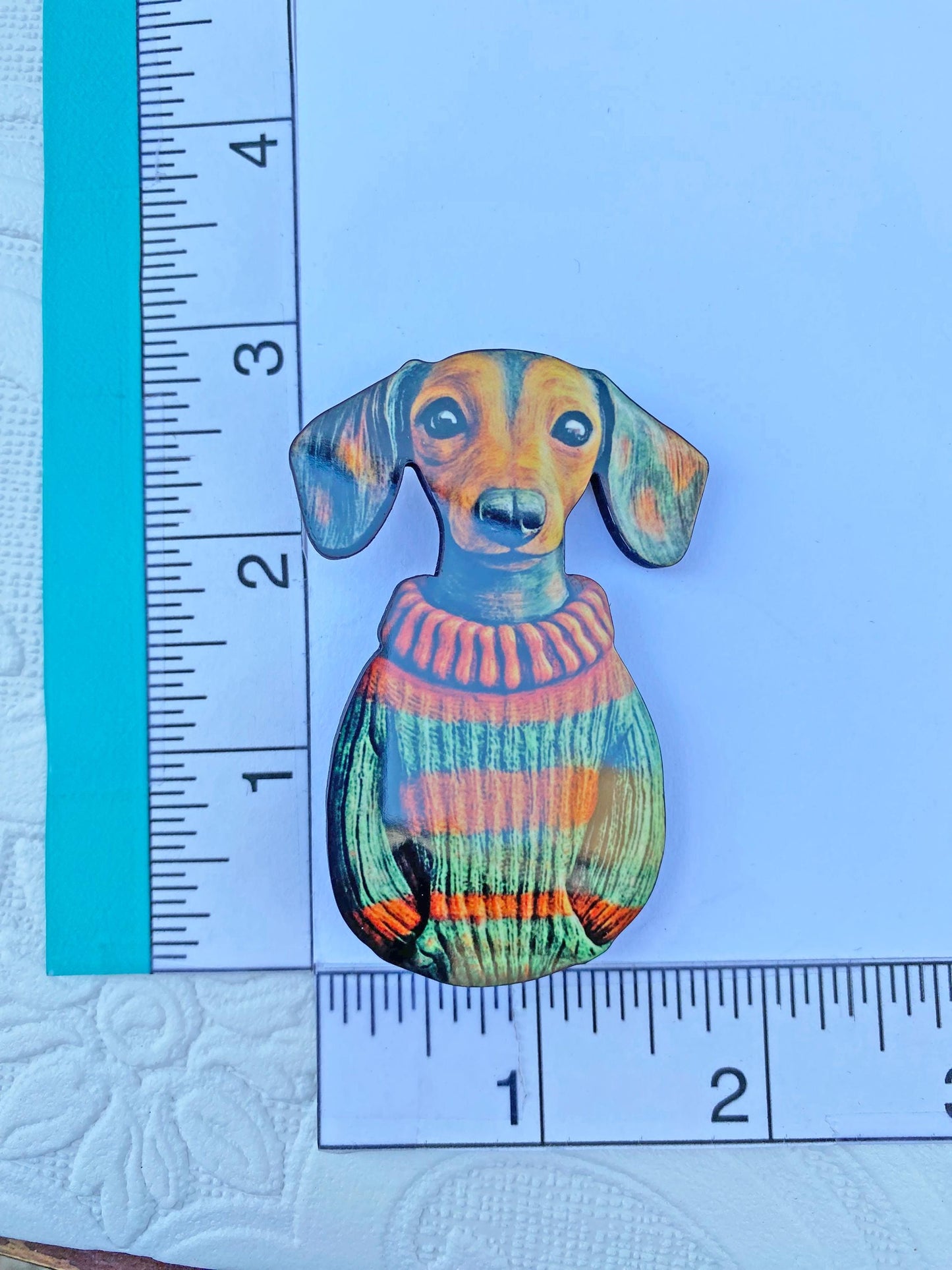 Good Boy Dachshund Brooch ~ Sweater Wearing Weiner dog, Dachshund Lover Gift Idea