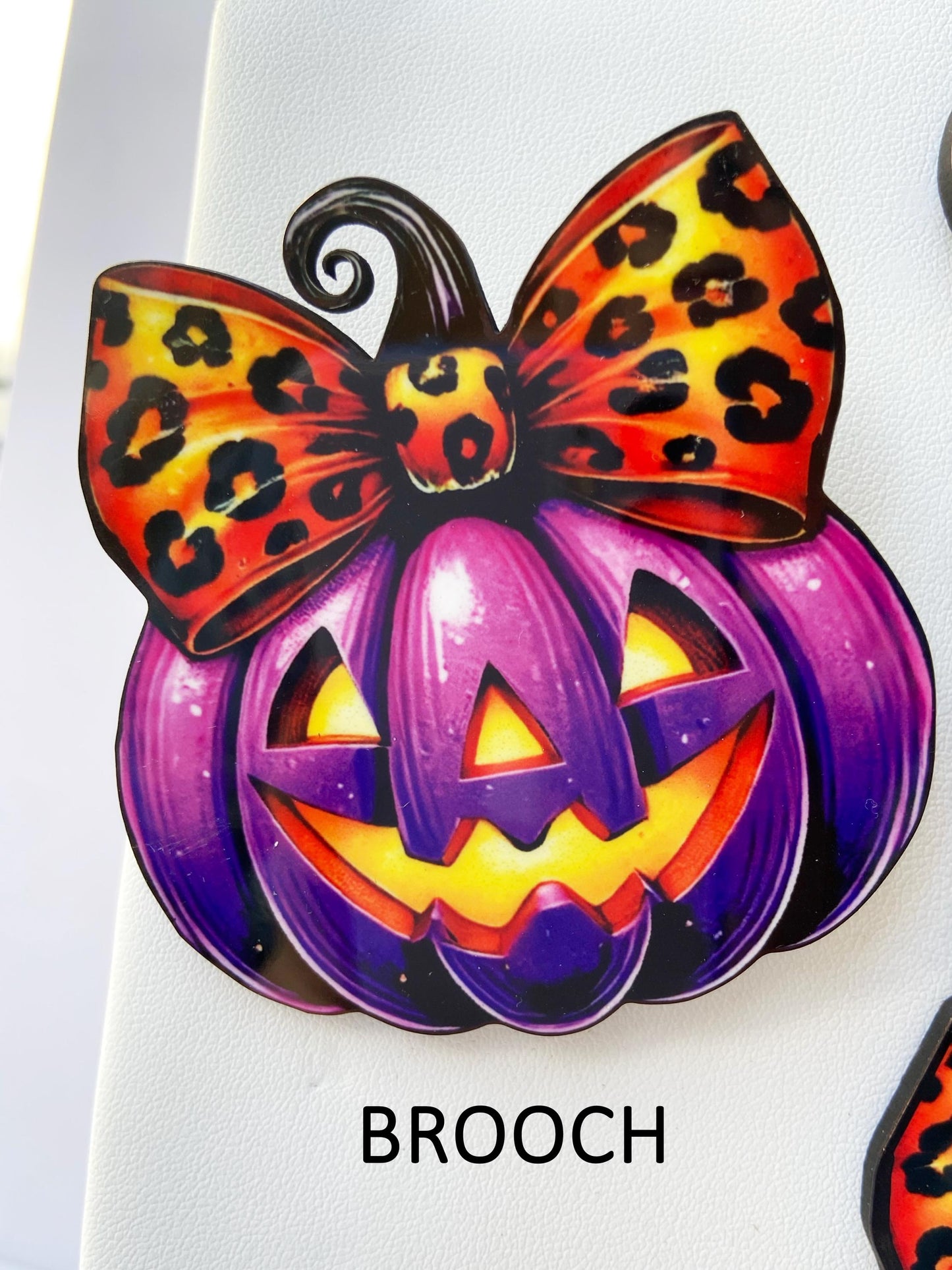 Purple Pumpkin Brooch, Necklace or Earrings, Halloween Jewelry, Spooky Earrings, Wearable Art, Gift for Halloween Lover