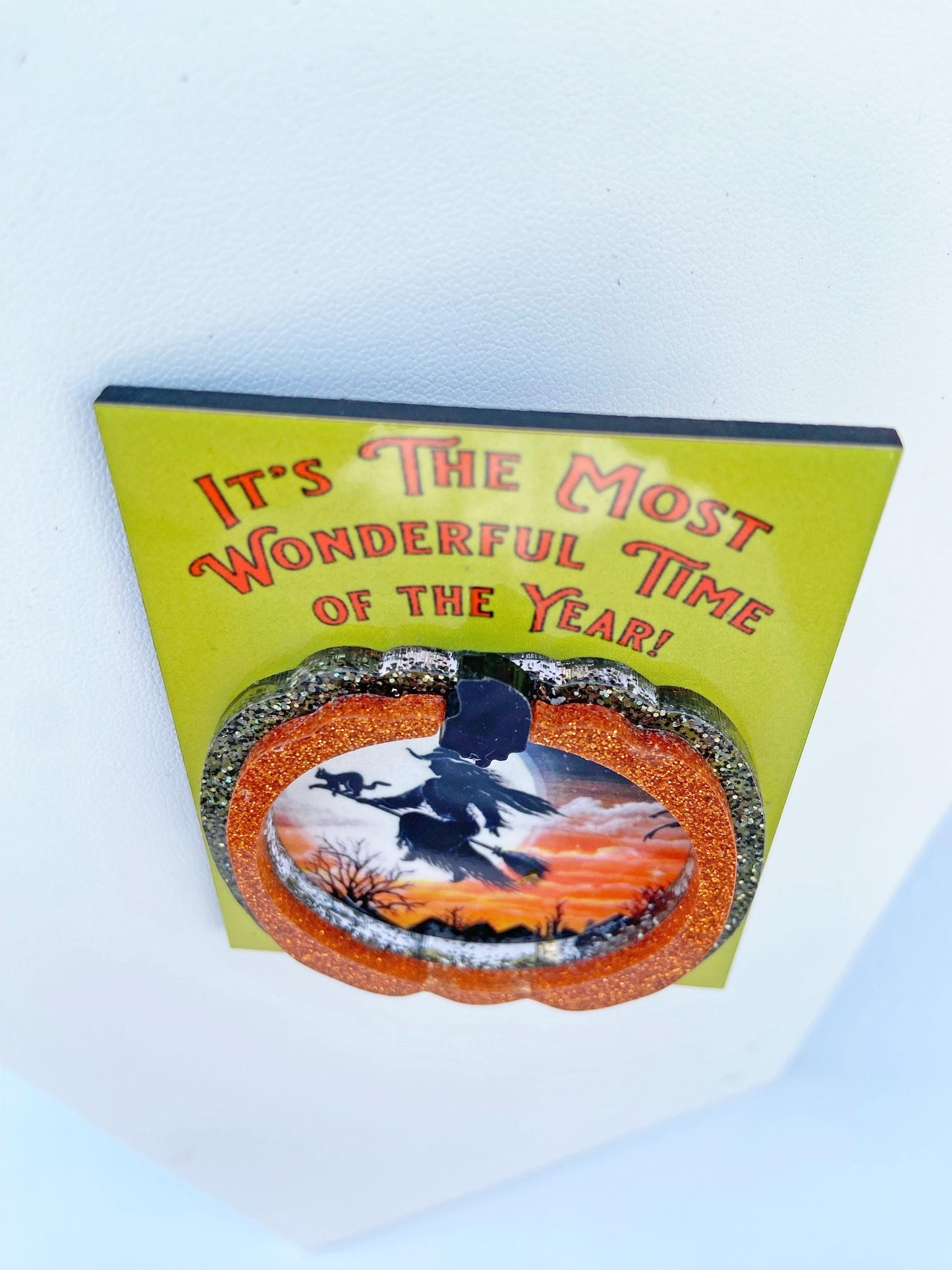 Halloween or Fall Brooch, It's the Best Time of the Year, Spooky Season Jewelry, Choose Witch or Pumpkins ~ Laser Cut Wood, Acrylic