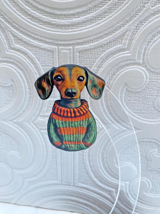 Good Boy Dachshund Brooch ~ Sweater Wearing Weiner dog, Dachshund Lover Gift Idea