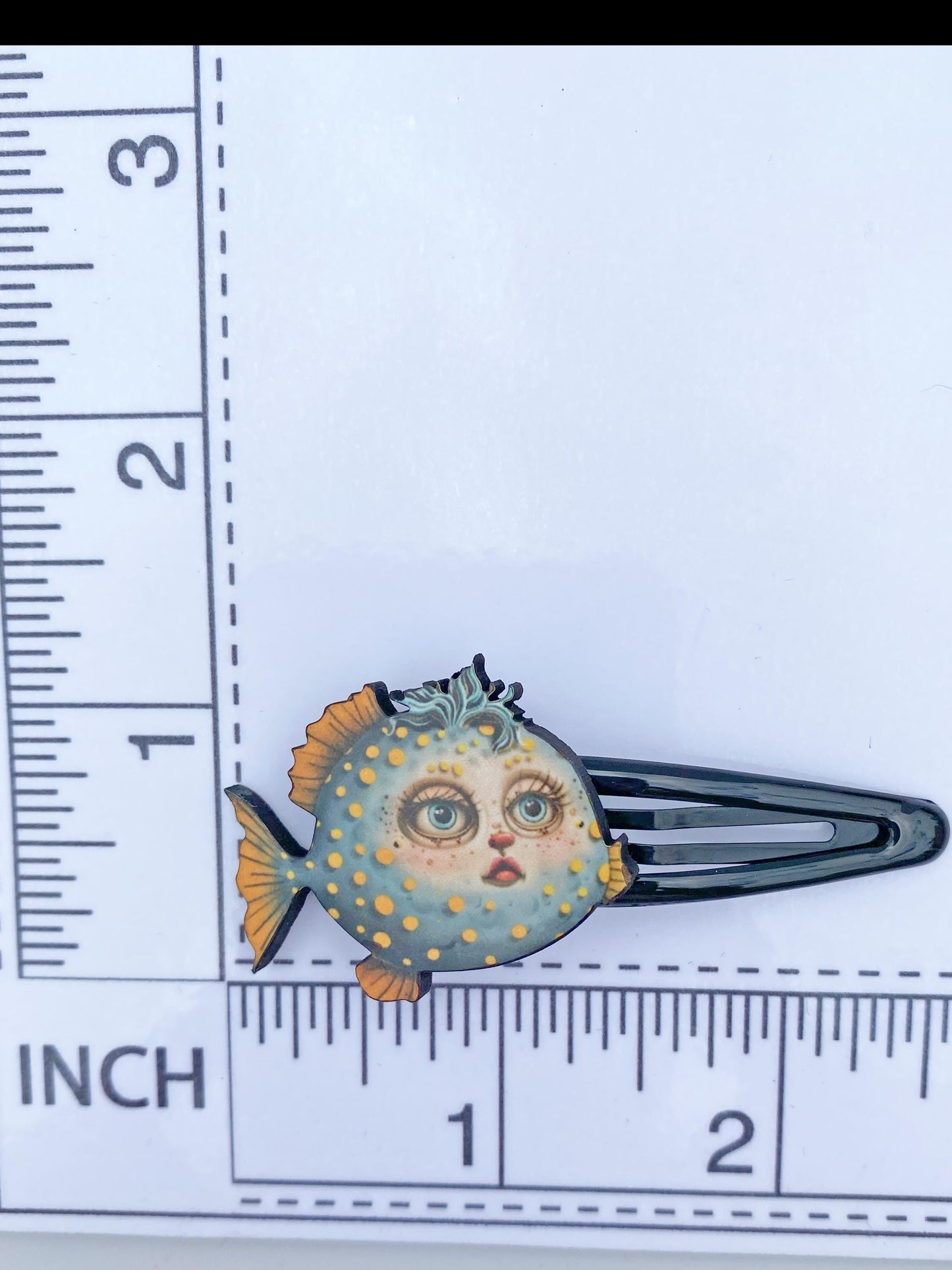 Pufferfish Hair Clips – Sublimated Laser Cut Wood | Quirky Ocean-Inspired Hair Accessories with Big Personality