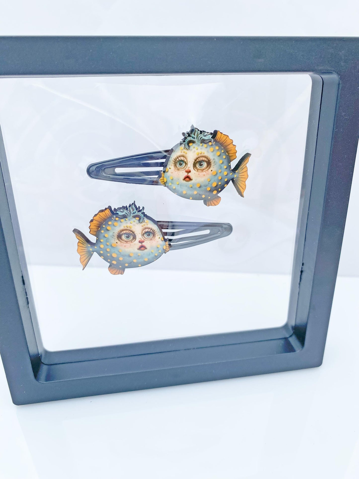 Pufferfish Hair Clips – Sublimated Laser Cut Wood | Quirky Ocean-Inspired Hair Accessories with Big Personality