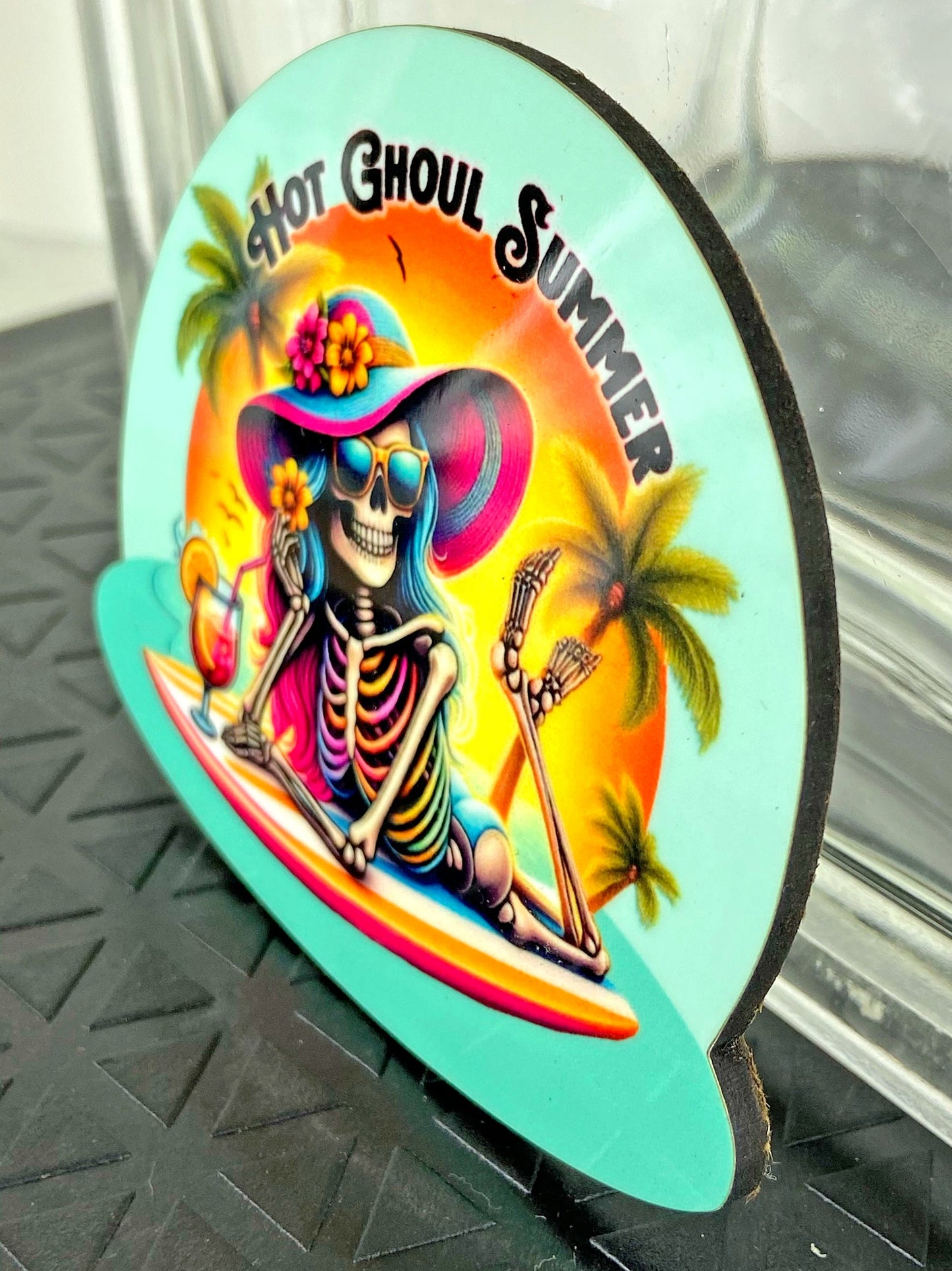 Ghoul Brooch, Ghoul's Just Want to Have Fun in the Summer Too!  Unique Scary Season or Any Season Handcrafted Brooch, Illustrated Jewelry