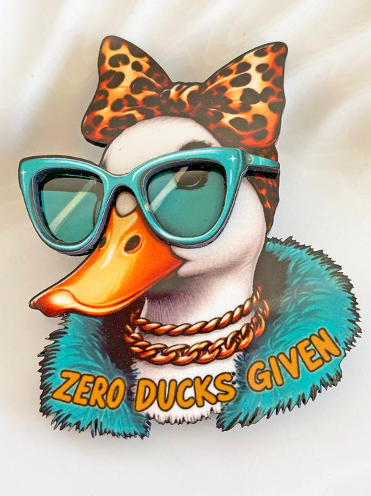 Sassy Pants Duck Brooch / Pin ~ Big Bow & Sunglasses, Teal and Yellow Colors ~ Wearable Art ~ Handcrafted Superior Process