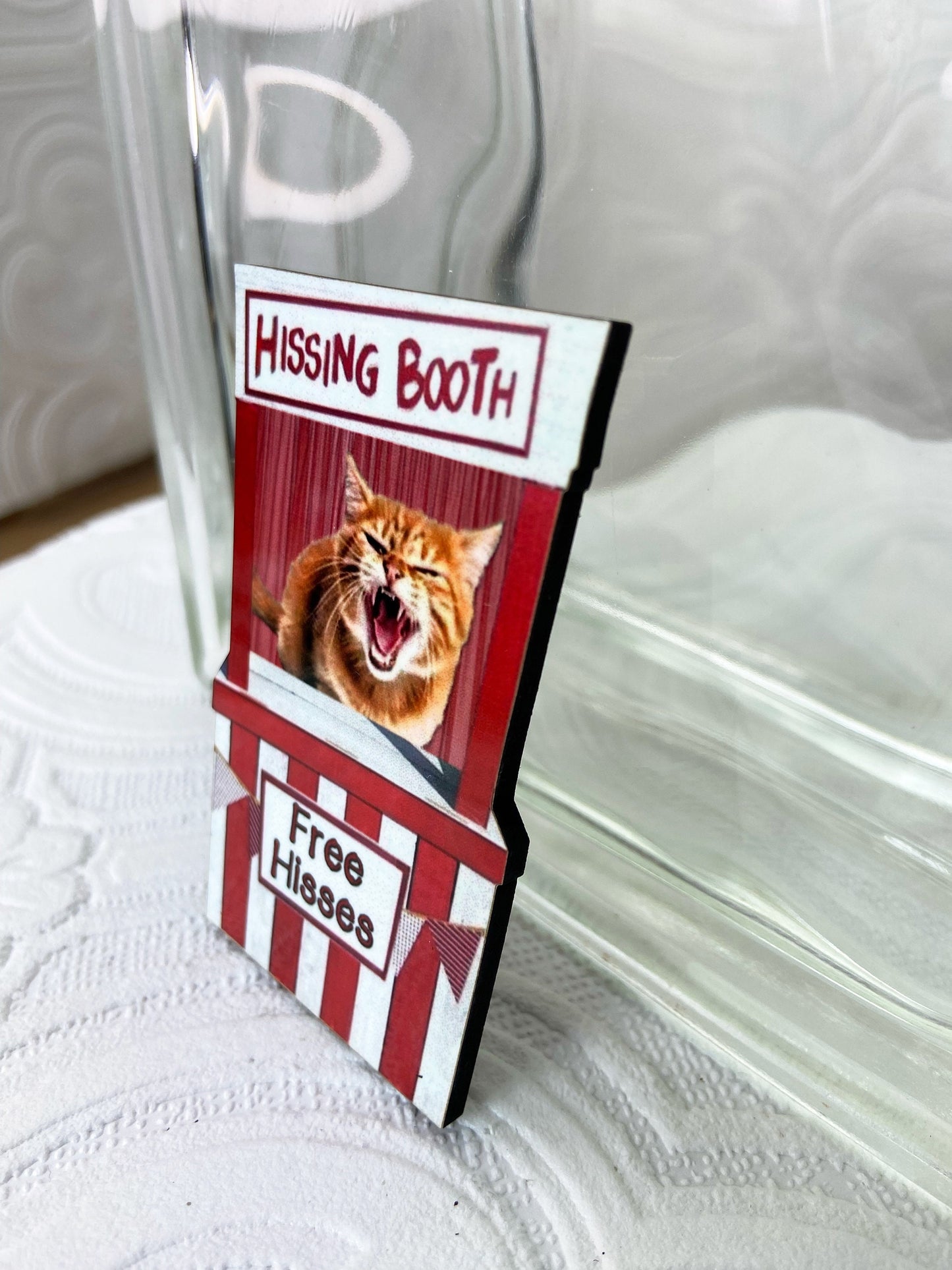 Hissing Booth Brooch, For those days you would rather be left alone.  Wearing this gives a hint to the unknowing. Fun and Whimsical!