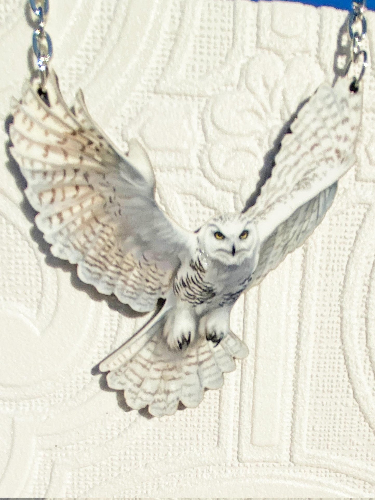 Beautiful Majestic White Owl Nature Necklace ~ Nature, Bird Lover Gift, Laser Cut, Illustrated Image Unique to our Shop, Woodland Creatures