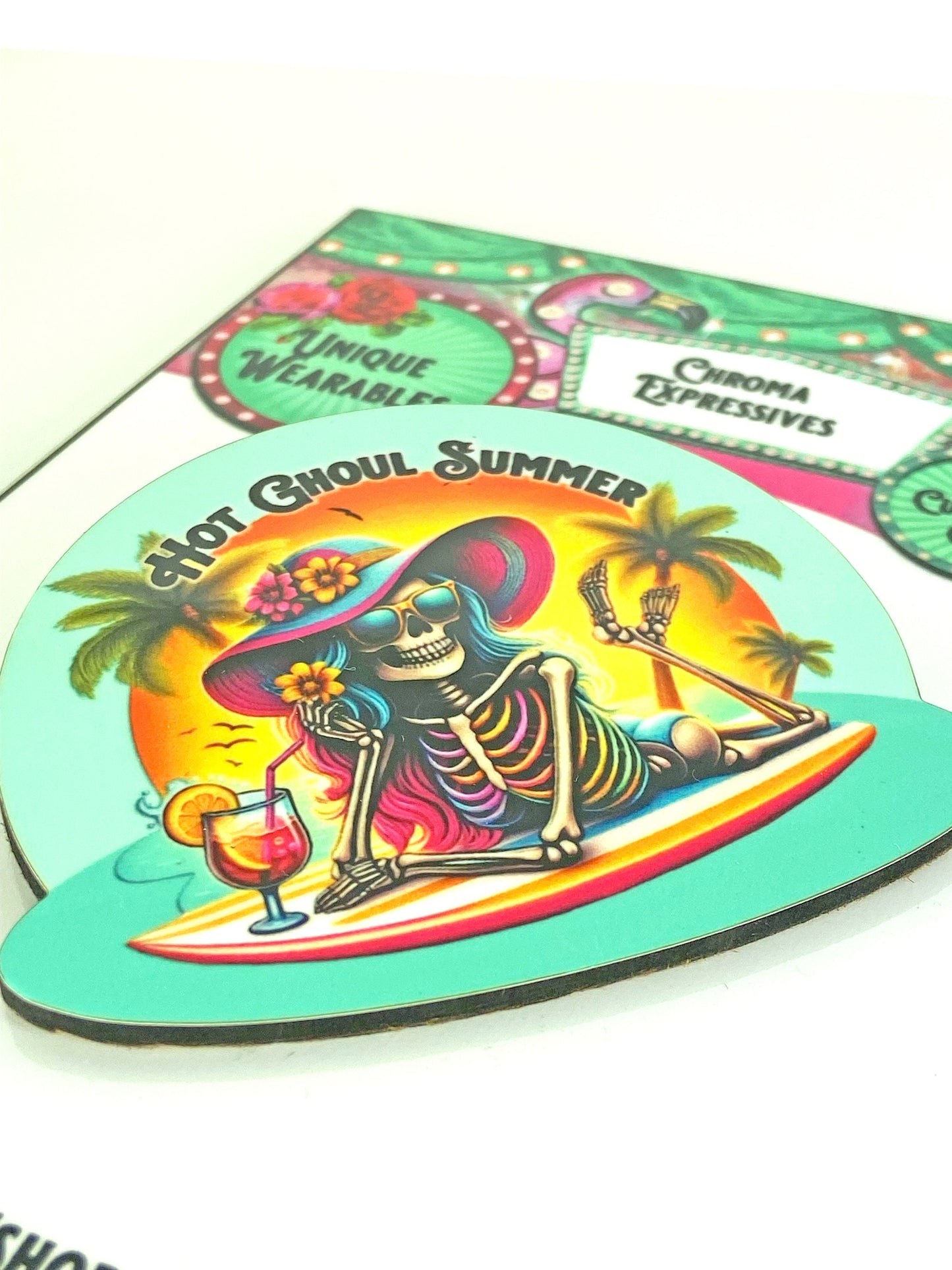 Ghoul Brooch, Ghoul's Just Want to Have Fun in the Summer Too!  Unique Scary Season or Any Season Handcrafted Brooch, Illustrated Jewelry